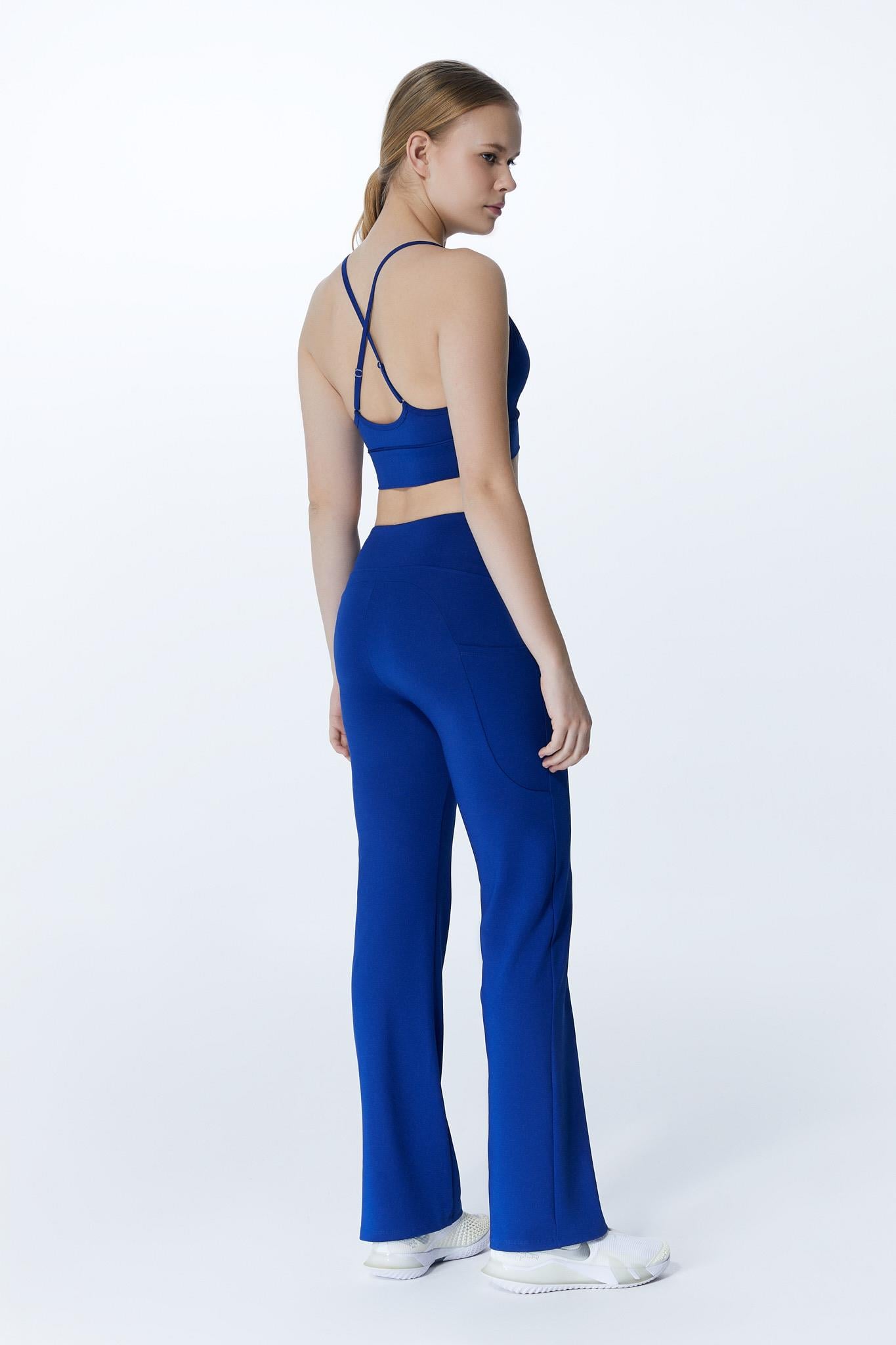 ED 2329-03 Donatella Yoga Spor Flare Pantolon Royal (Pilates, Koşu, Tenis, Golf)
