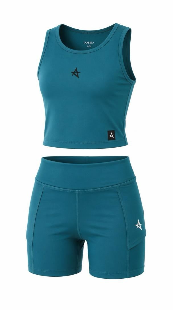 ED 2343-30 Barty - Top Crop Senza Maniche Dry-touch per Bambina - Blu Petrolio