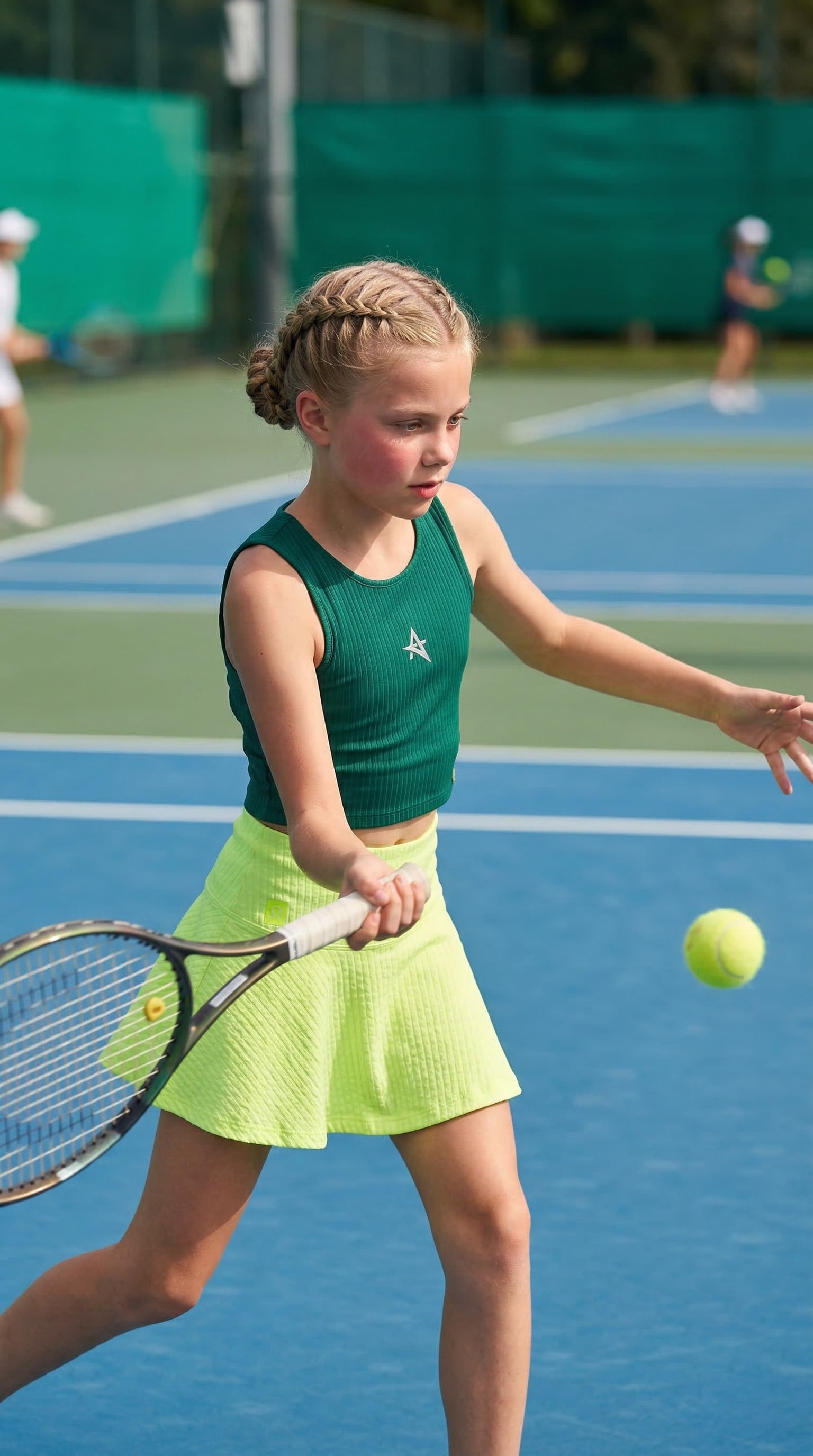ED 2390- Tulip Kloş Dry-touch Çocuk Tenis Etek Şortlu Neon Sarı (Tenis, Dans, Padel, Pickleball)