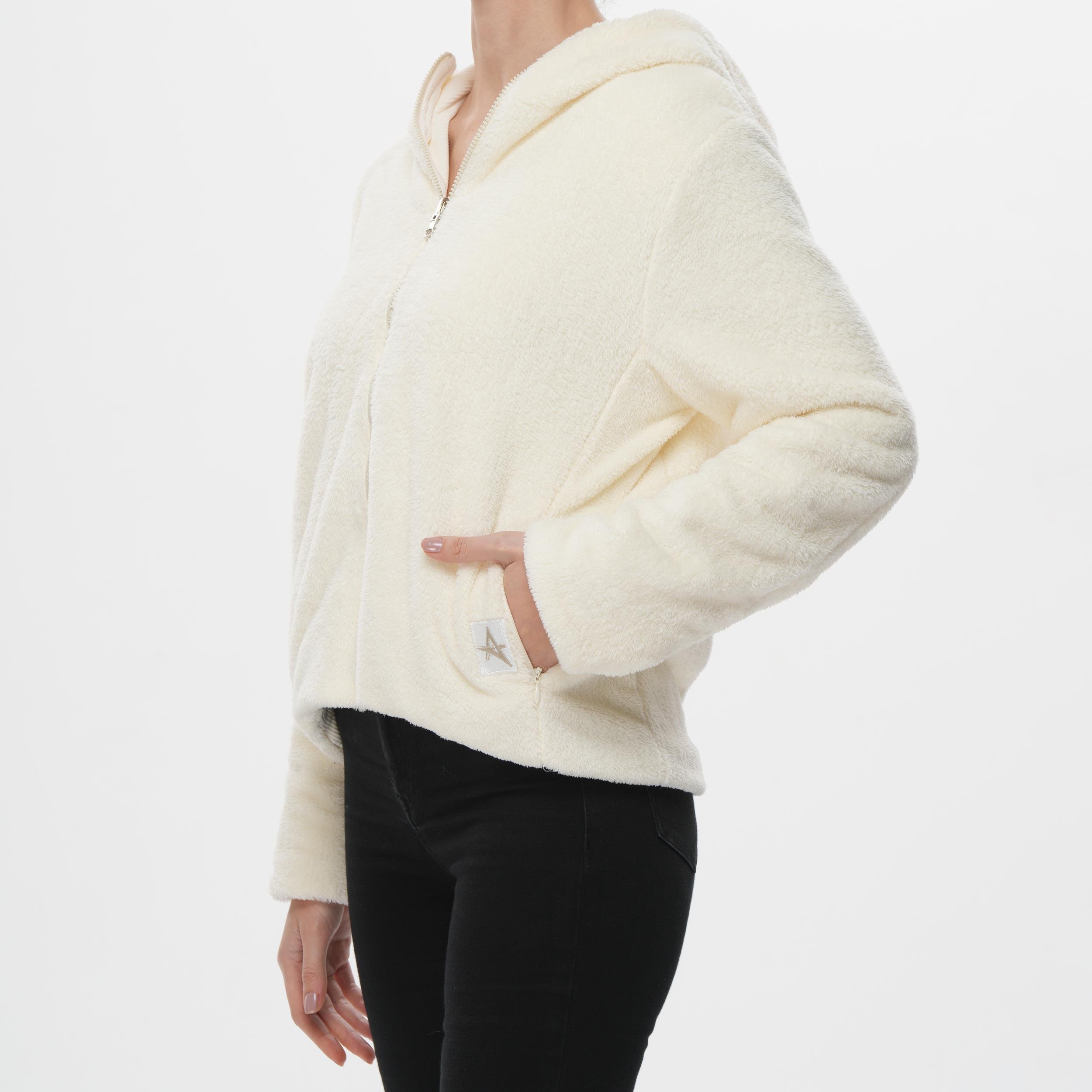 ED 2461 Cosy Çift Taraflı Peluş Spor Ceket Bej