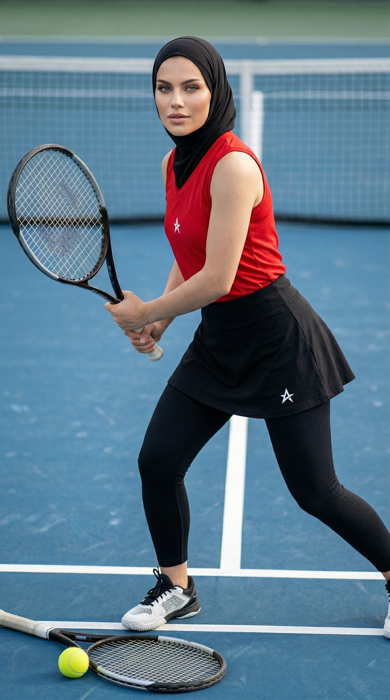 ED 2612-02 Emerald Dry-touch Kadın Tenis Eteği Taytlı- Siyah