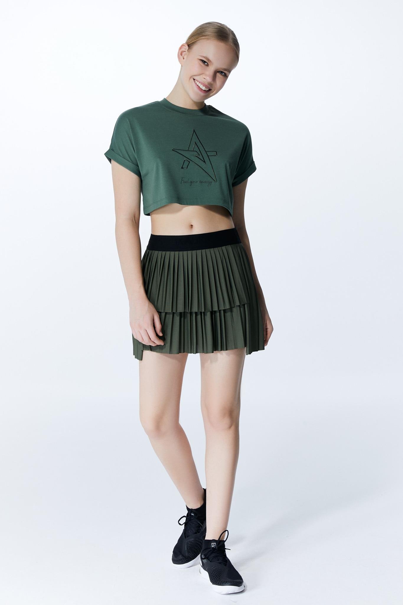 ED2307-01 Victoria Crop Tişört Haki