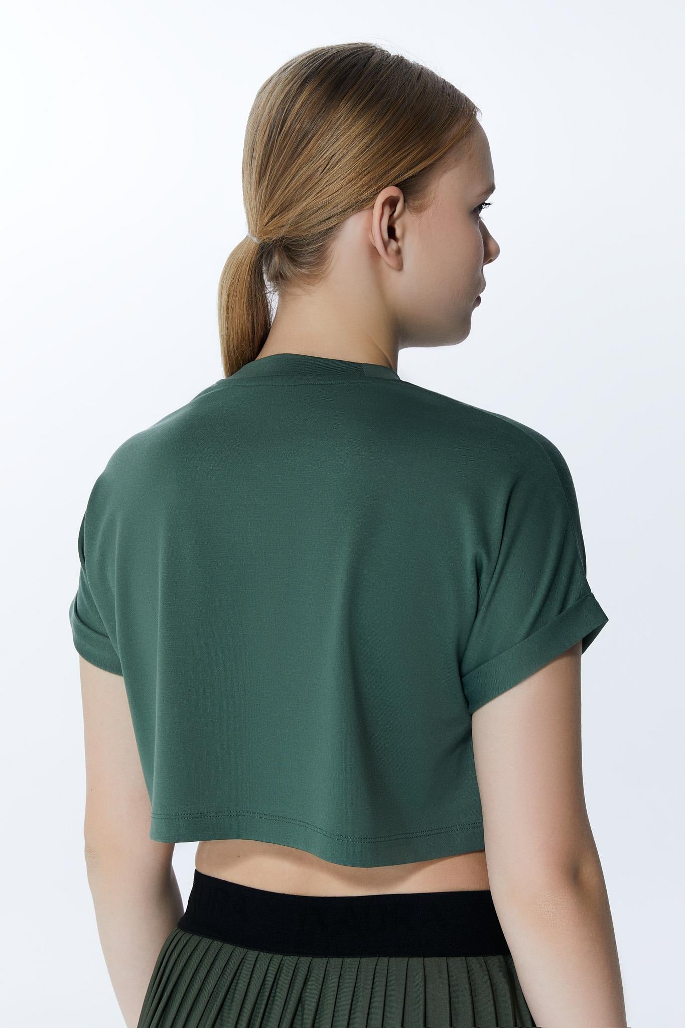ED2307-01 Victoria Crop Tişört Haki