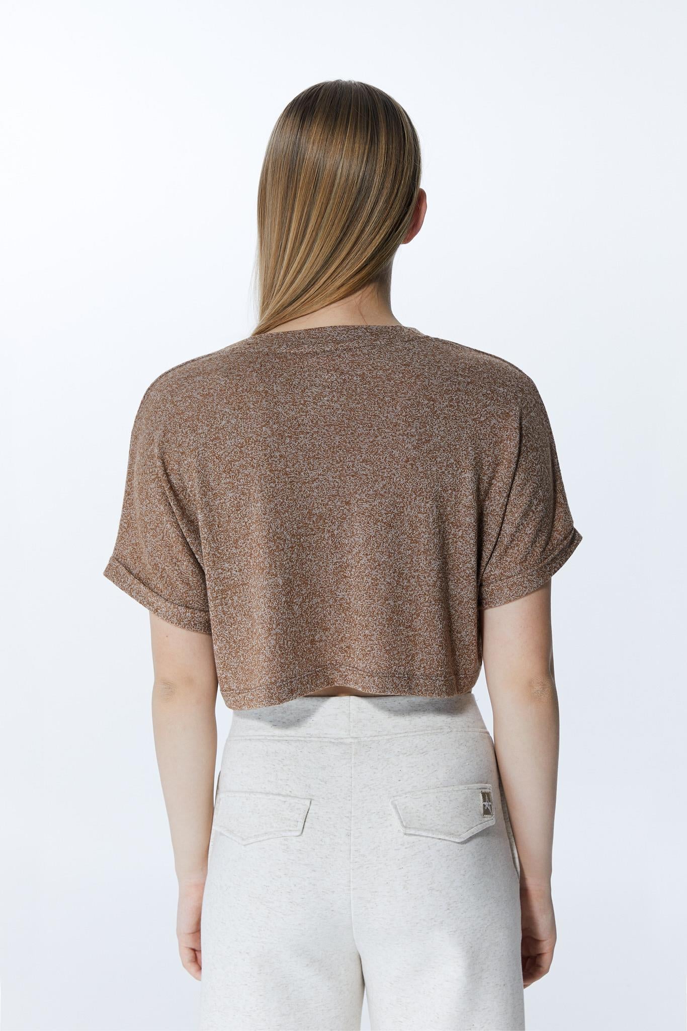 ED2307-03 Victoria Crop Tişört Kahve 