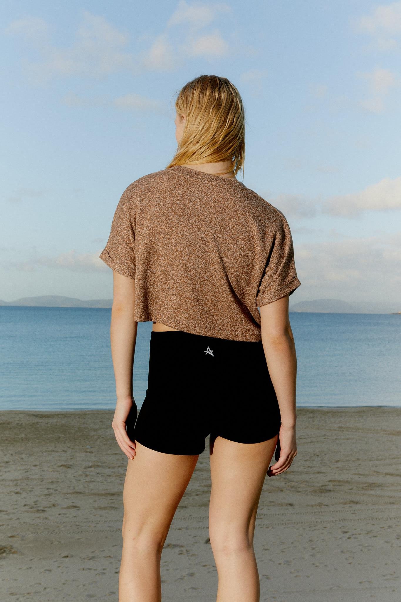 ED2307-03 Victoria Crop Tişört Kahve 