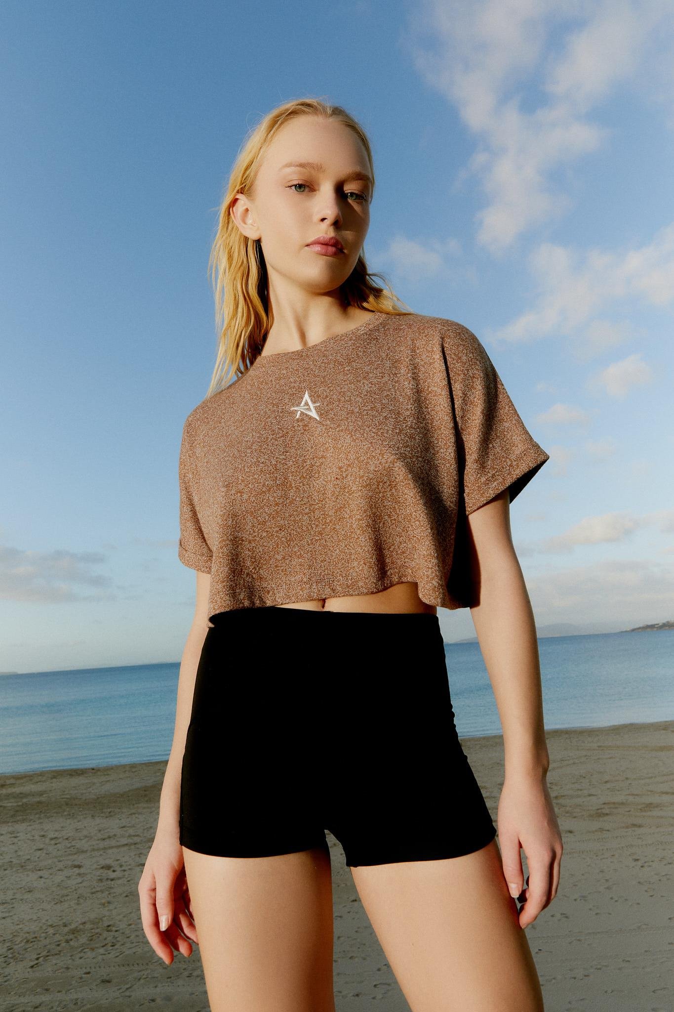 ED2307-03 Victoria Crop Tişört Kahve 