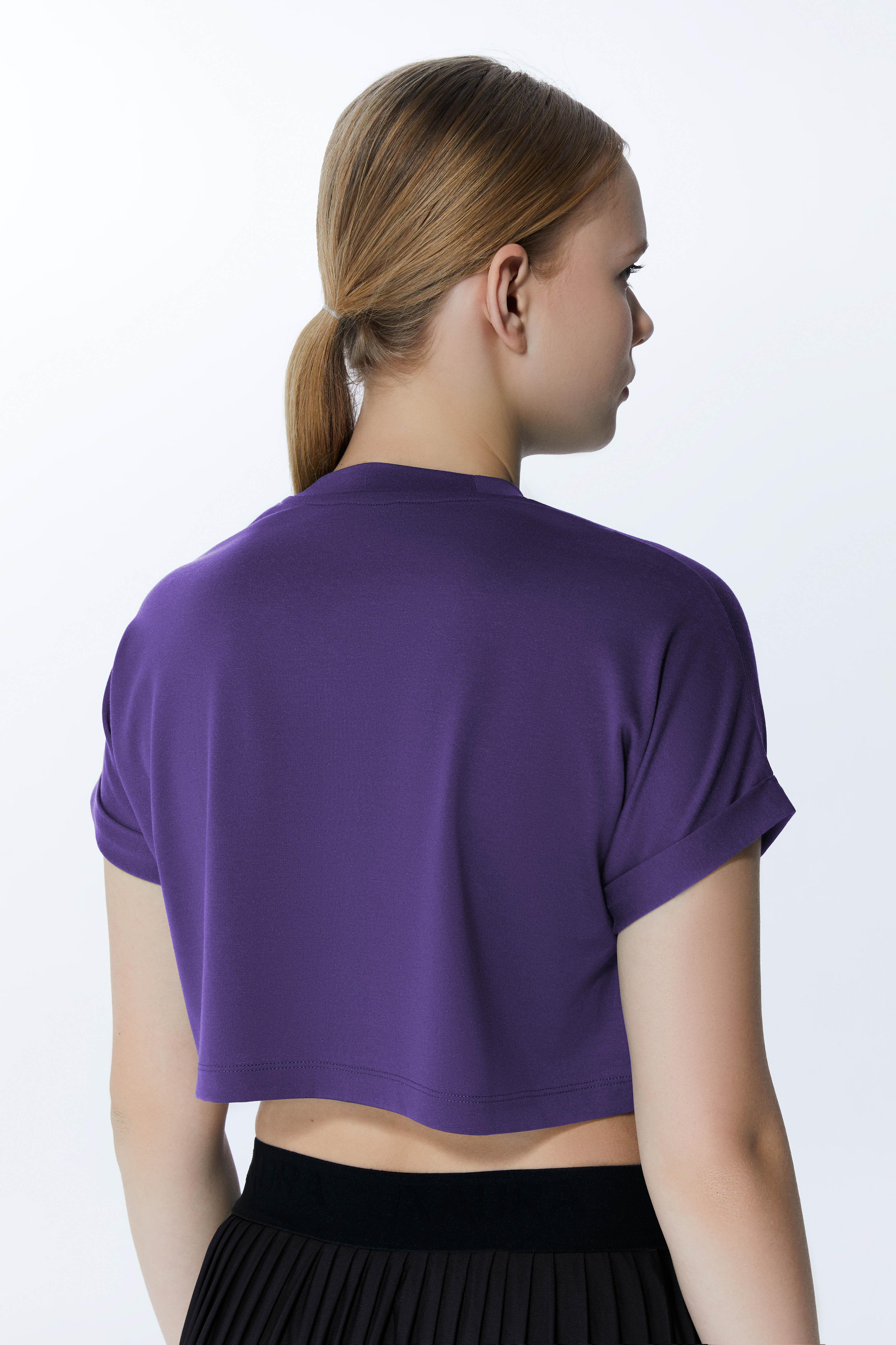 ED2307-07 Victoria Crop Tişört MOR