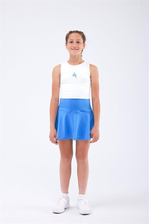 ED2390-02 Tulip - Dry-Touch Gonna a Ruota Sportiva con Pantaloncino per Bambina - Blu (Tennis, Danza, Yoga)