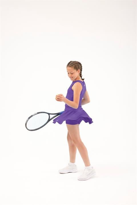 ED2390-02 Tulip Kloş Dry-touch Çocuk Tenis Etek Şortlu Mavi - Tenis Dans Padel Pickleball