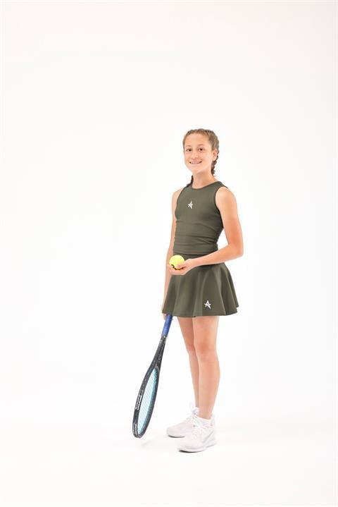 ED2390-02 Tulip - Dry-Touch Gonna a Ruota Sportiva con Pantaloncino per Bambina - Blu (Tennis, Danza, Yoga)