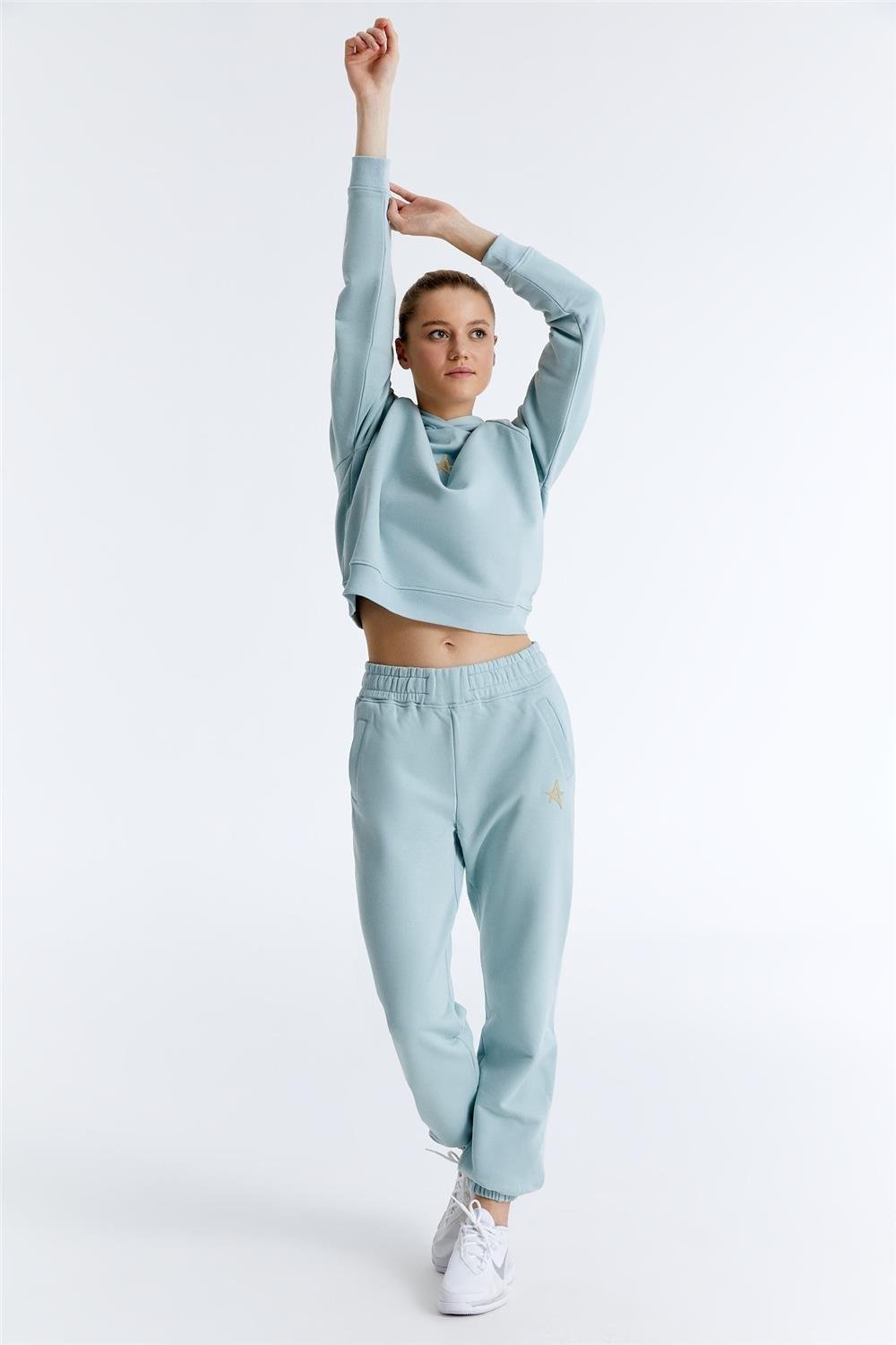 ED7739-08 Coach Crop Kadın Kapüşonlu Sweatshirt'ü Grimelanj