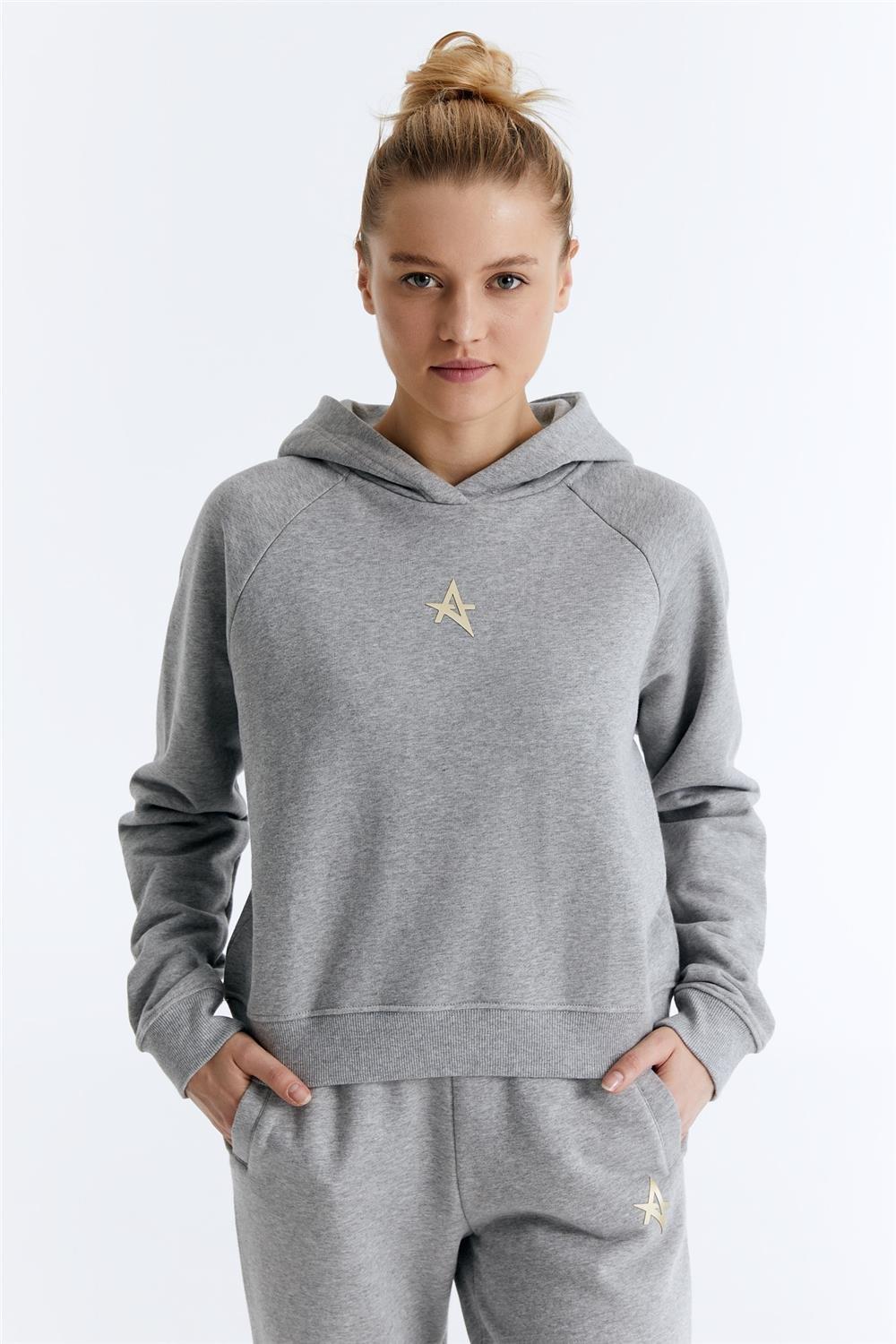 ED7739-08 Coach Crop Kadın Kapüşonlu Sweatshirt'ü Grimelanj