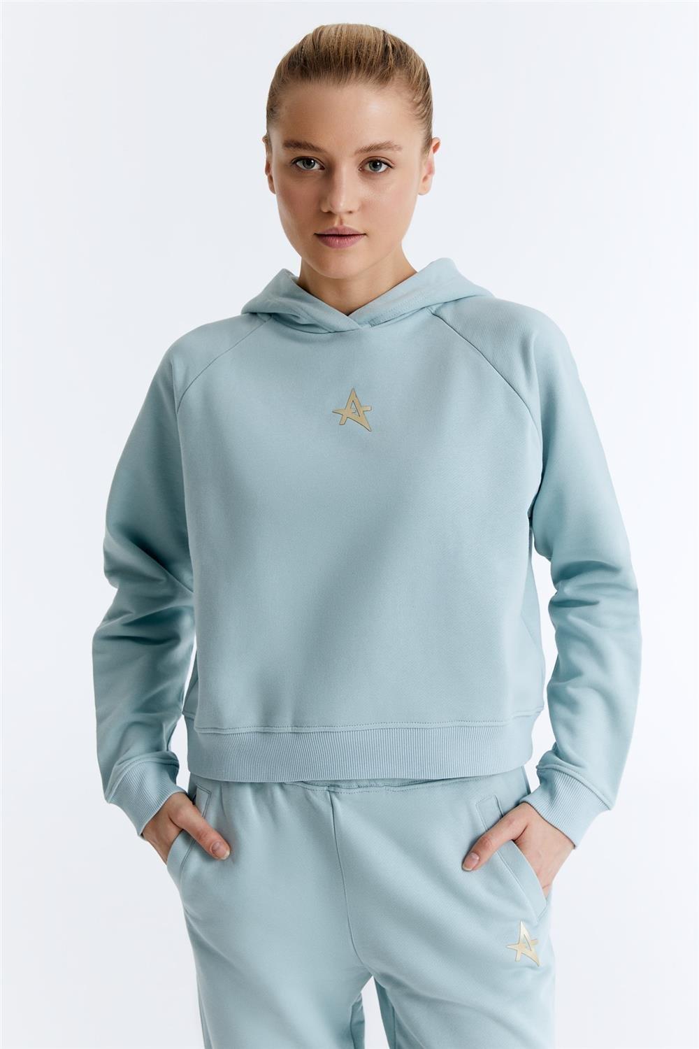 ED7739-08 Coach Crop Kadın Kapüşonlu Sweatshirt'ü Grimelanj