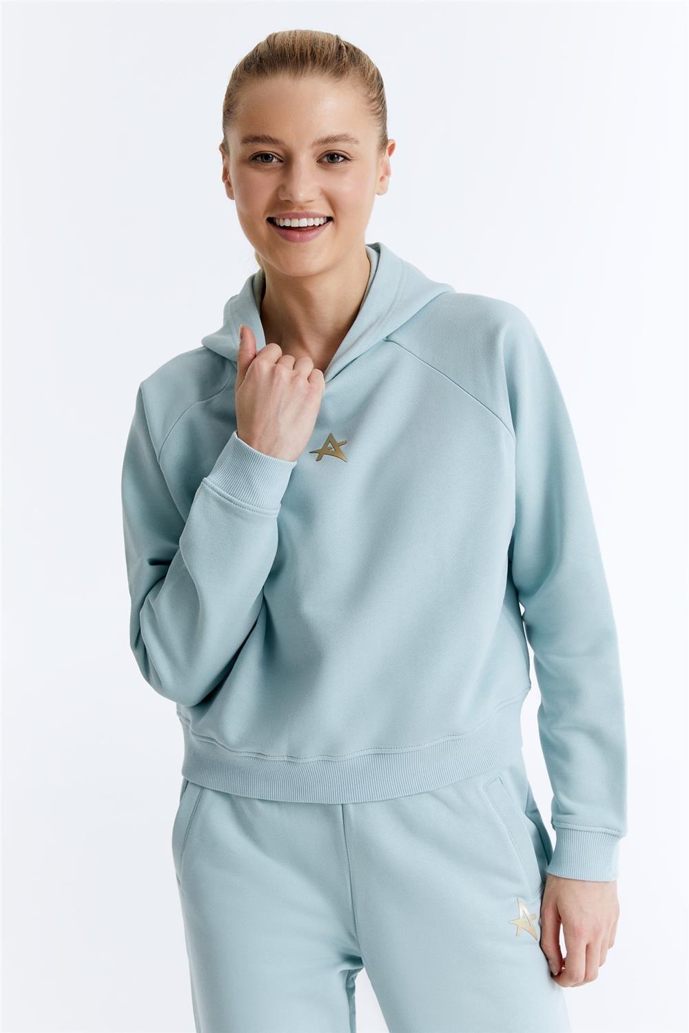 ED7739-08 Coach Crop Kadın Kapüşonlu Sweatshirt'ü Grimelanj