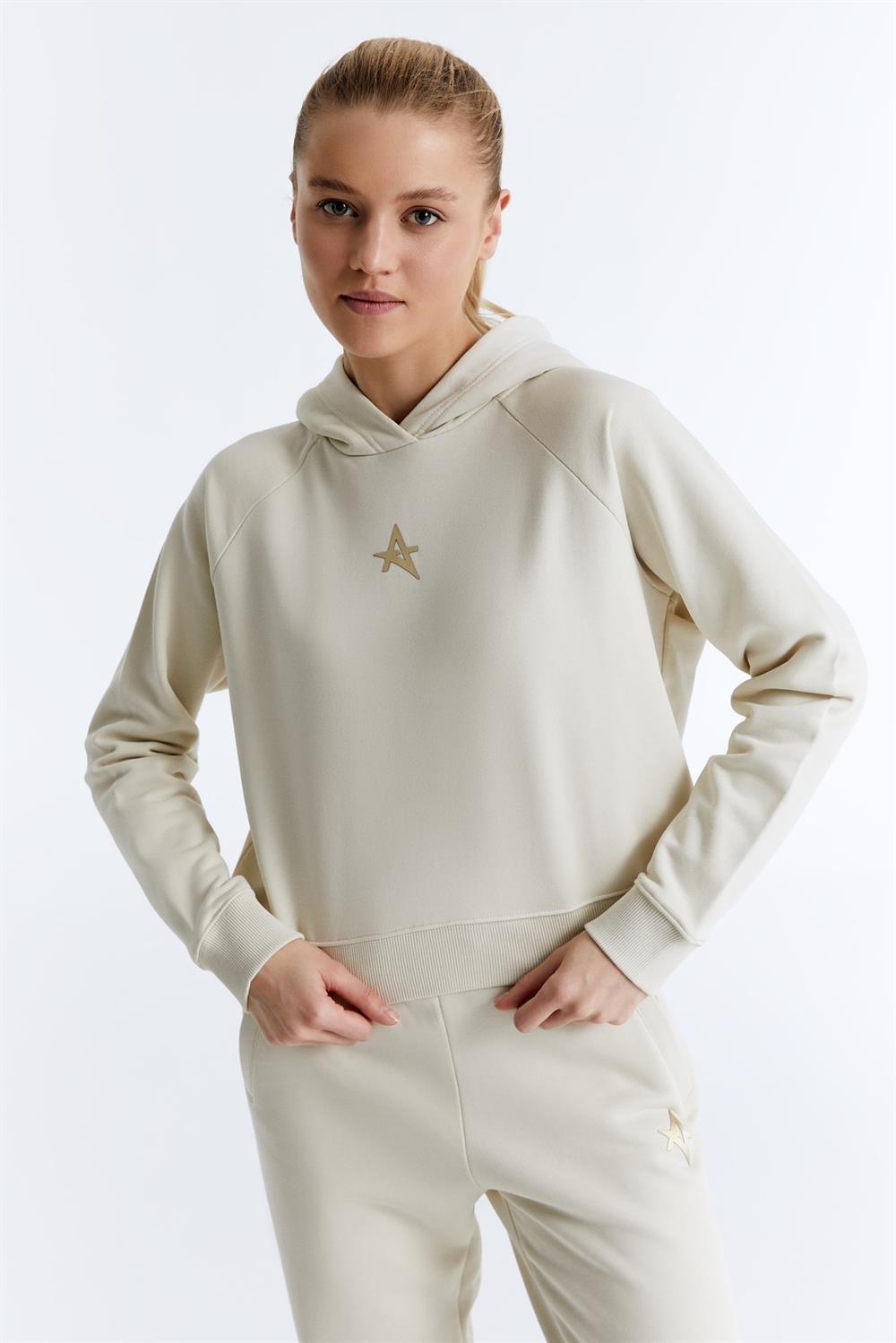 ED7739-08 Coach Crop Kadın Kapüşonlu Sweatshirt'ü Grimelanj