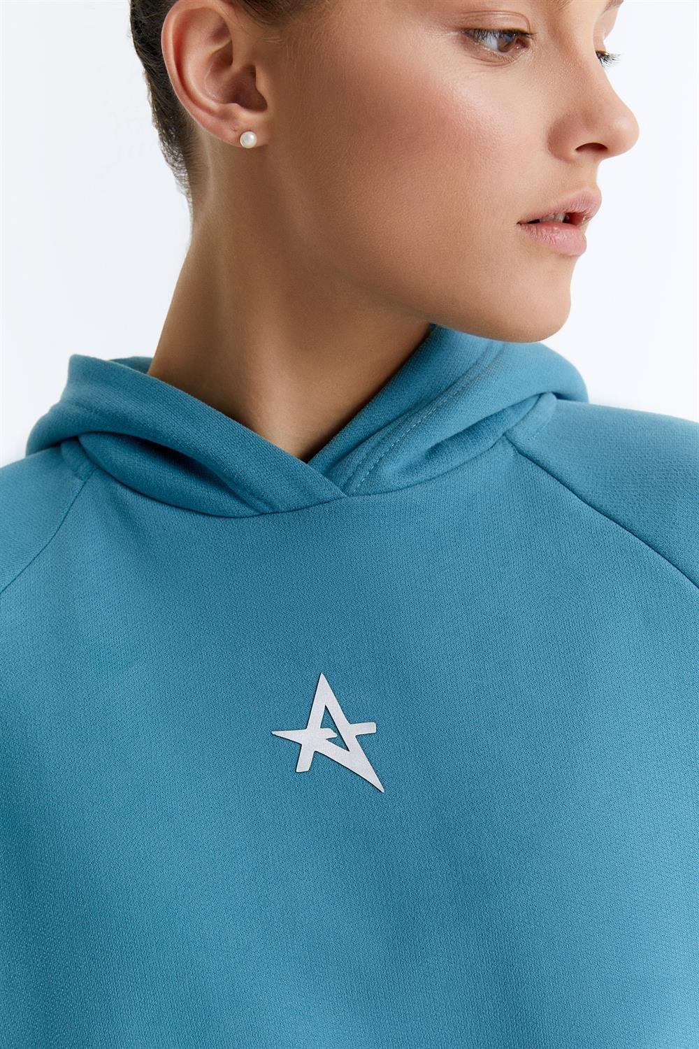 ED7739-08 Coach Crop Kadın Kapüşonlu Sweatshirt'ü Grimelanj