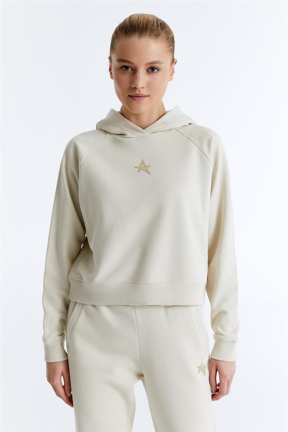 ED7739-08 Coach Crop Kadın Kapüşonlu Sweatshirt'ü Grimelanj