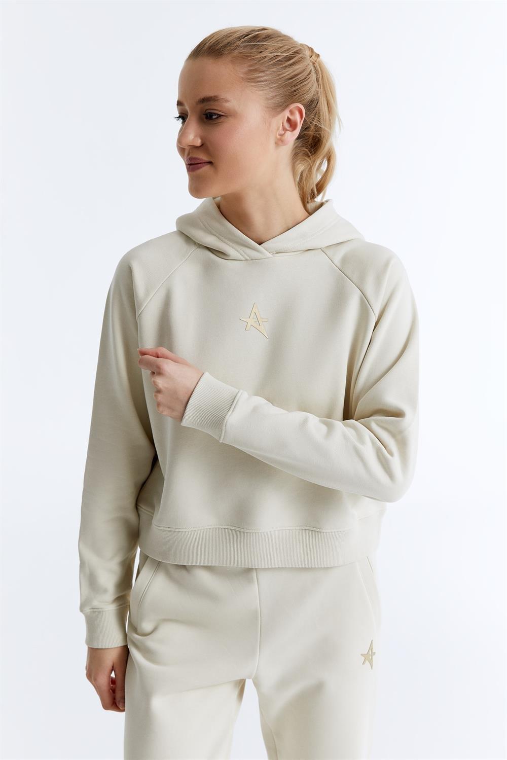 ED7739-08 Coach Crop Kadın Kapüşonlu Sweatshirt'ü Grimelanj