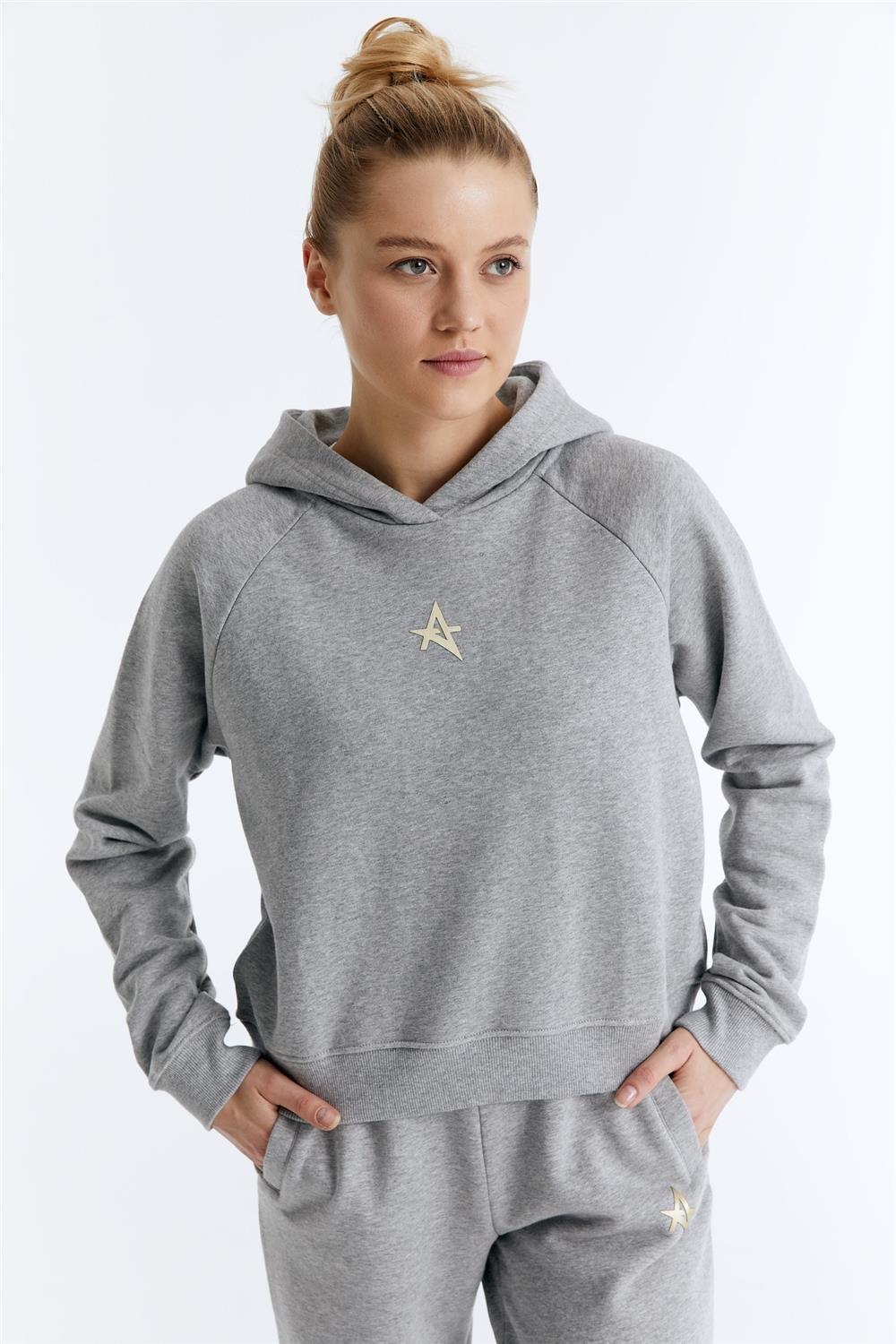 ED7739-08 Coach Crop Kadın Kapüşonlu Sweatshirt'ü Grimelanj