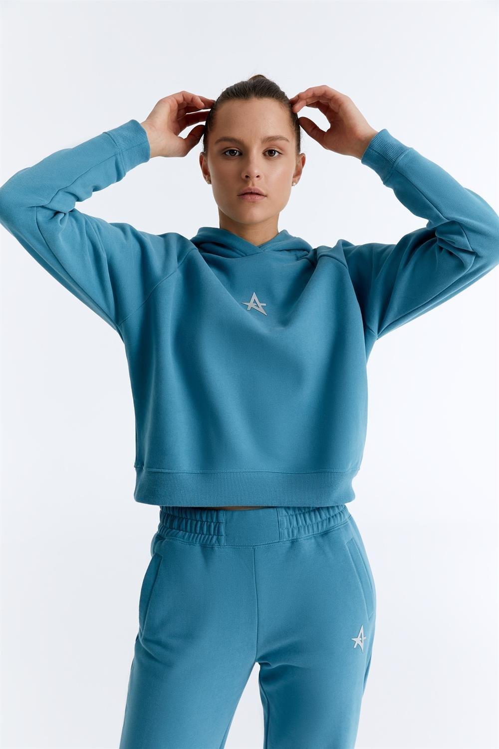 ED7739-08 Coach Crop Kadın Kapüşonlu Sweatshirt'ü Grimelanj