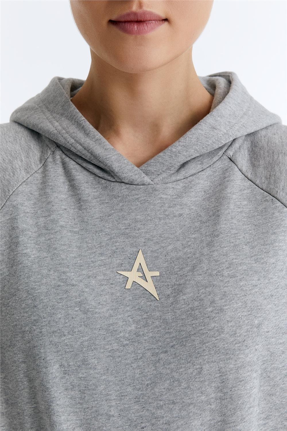 ED7739-08 Coach Crop Kadın Kapüşonlu Sweatshirt'ü Grimelanj