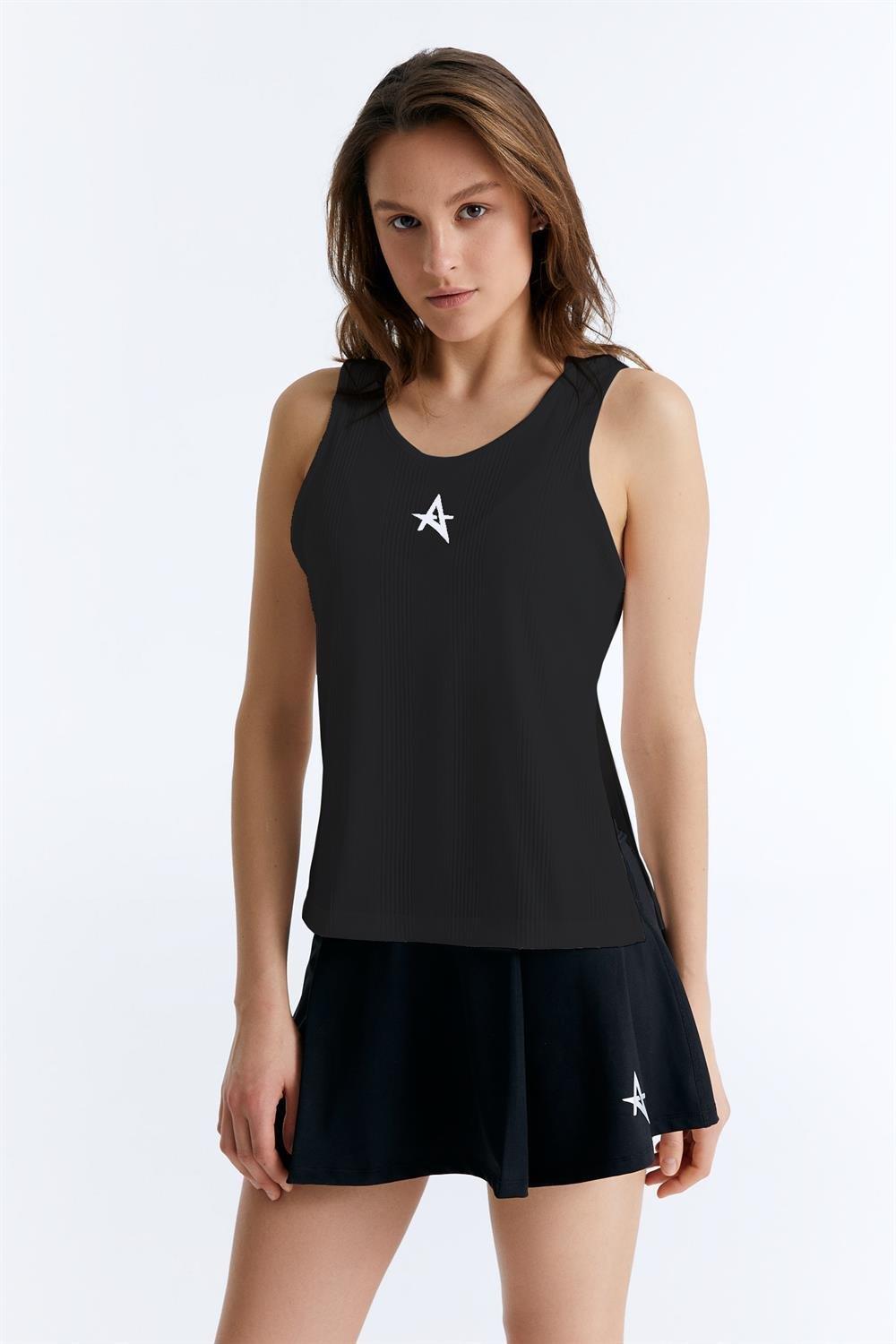 ED7741-06 Camilia Side Slit Tank Top  Black