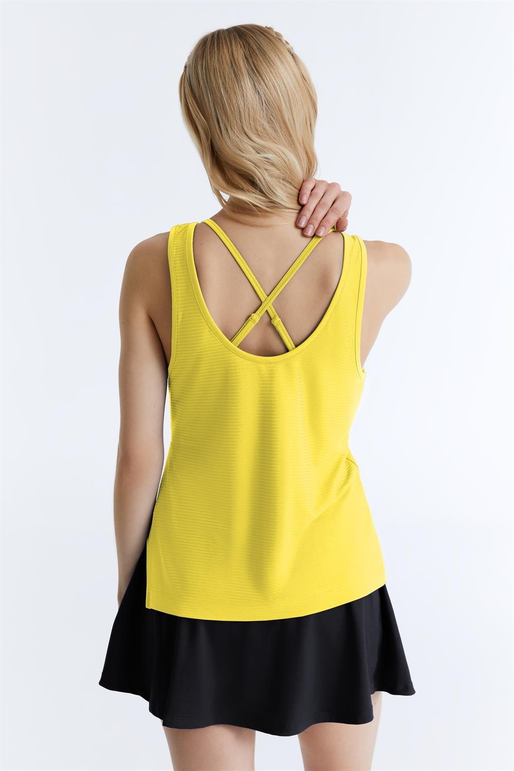 ED7741-06 Camilia Side Slit Tank Top  Black