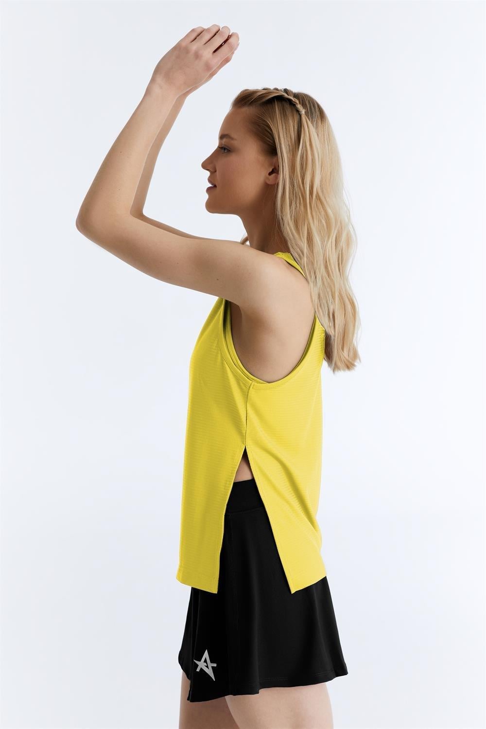 ED7741-06 Camilia Side Slit Tank Top  Black