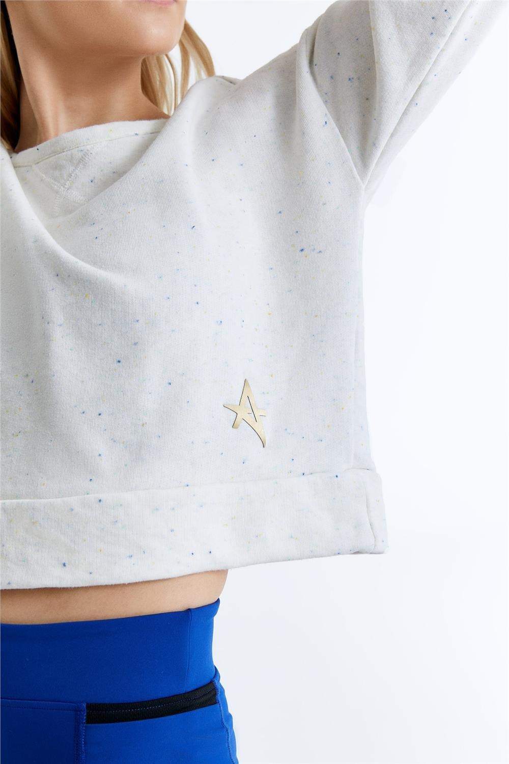 ED7745-01 Yoga Sweatshırt Beyaz Nopeli