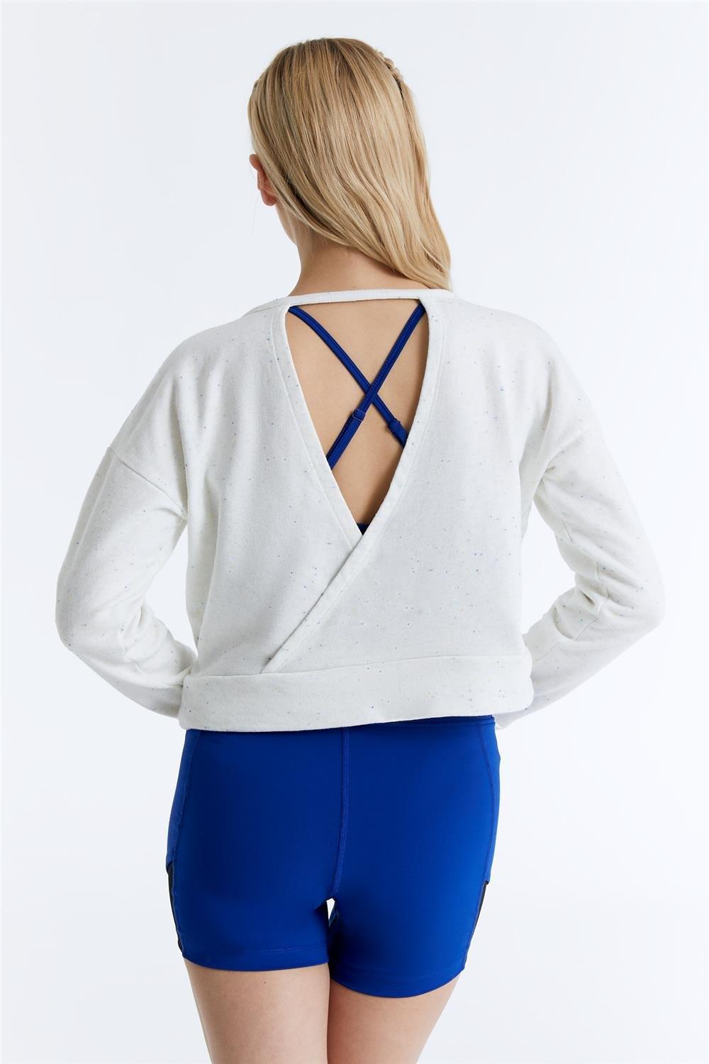 ED7745-01 Yoga Sweatshırt Beyaz Nopeli