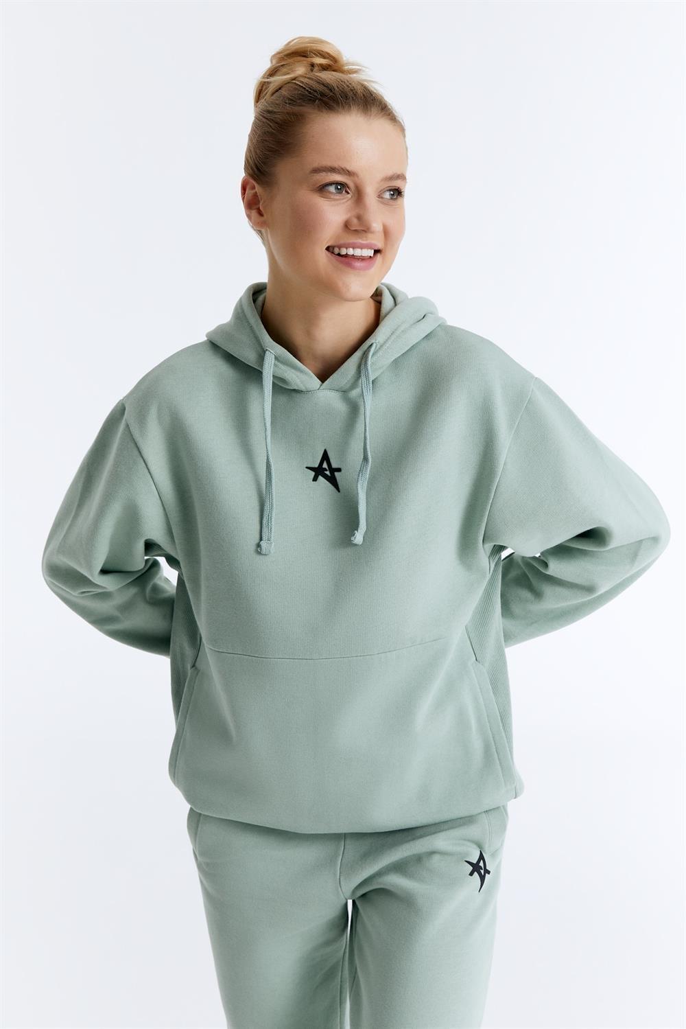 ED7749-05 Star Kadın Kapüşonlu Sweatshirt'ü Mint