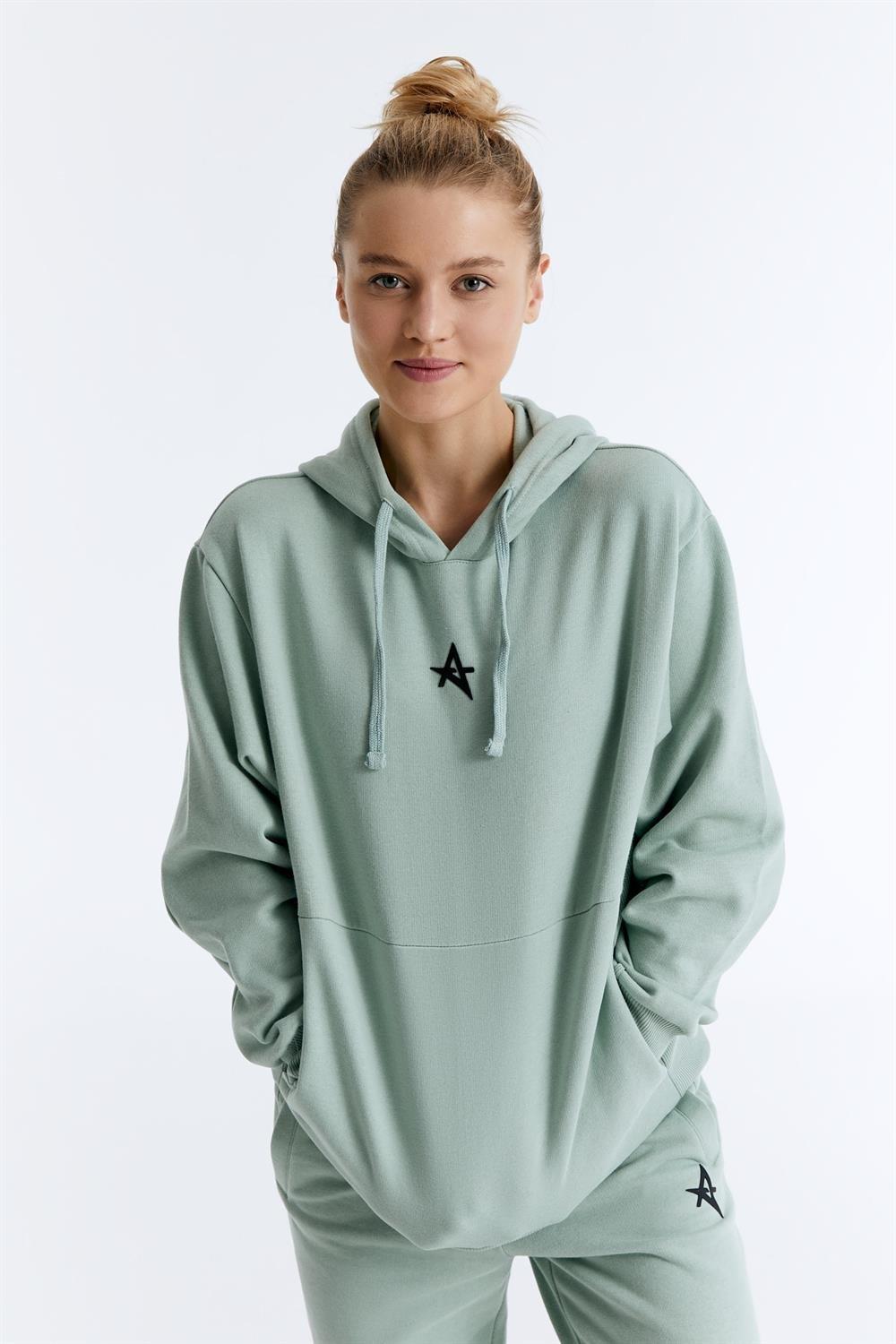 ED7749-05 Star Kadın Kapüşonlu Sweatshirt'ü Mint