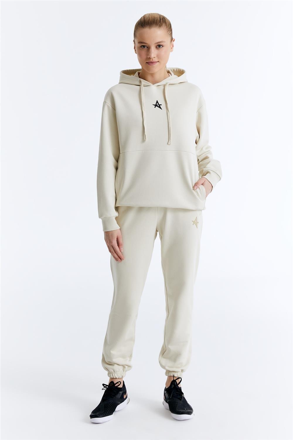 ED7749-08 Star Kadın Organik Pamuk Kapüşonlu Sweatshirt'ü Grimelanj