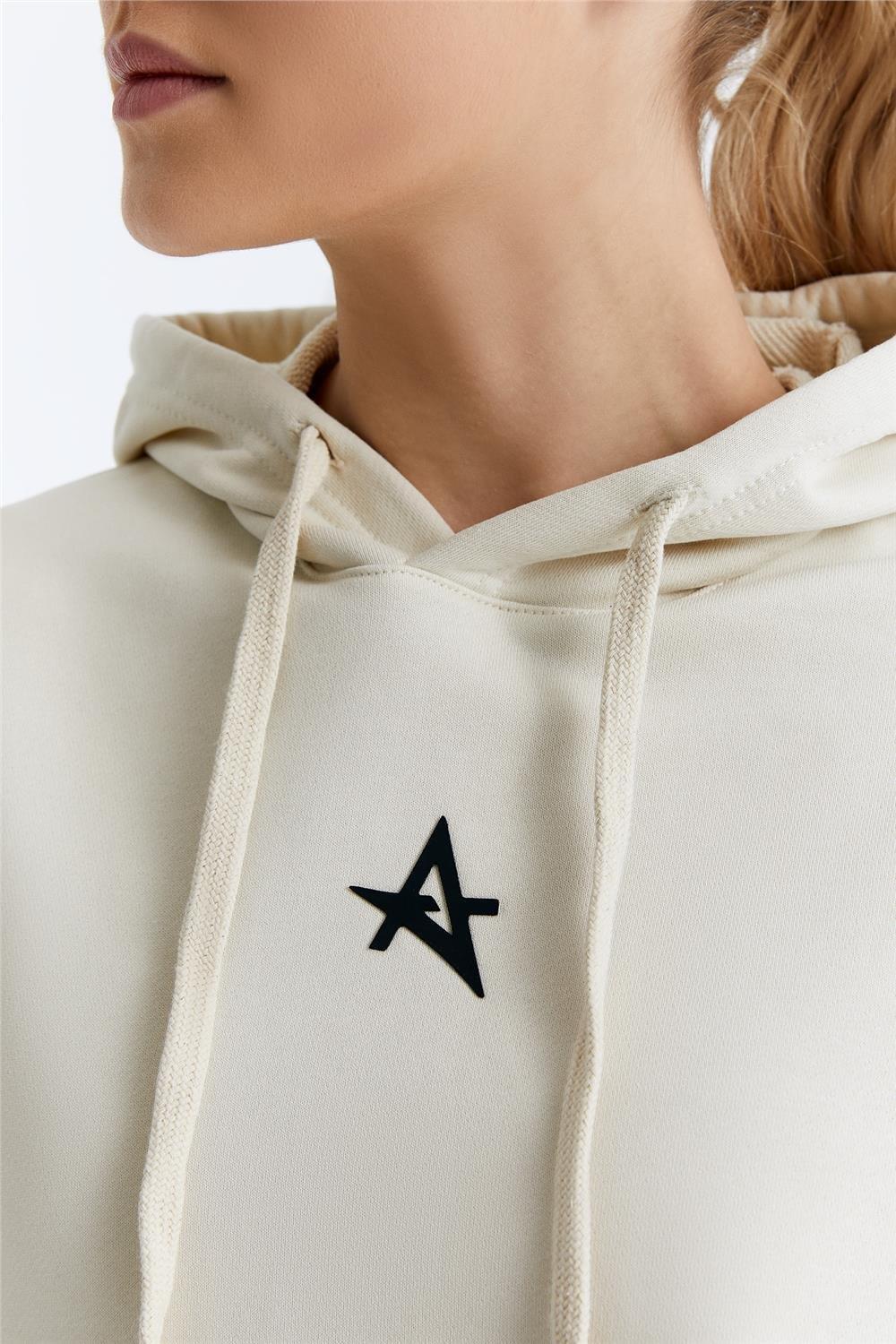 ED7749-08 Star Kadın Organik Pamuk Kapüşonlu Sweatshirt'ü Grimelanj