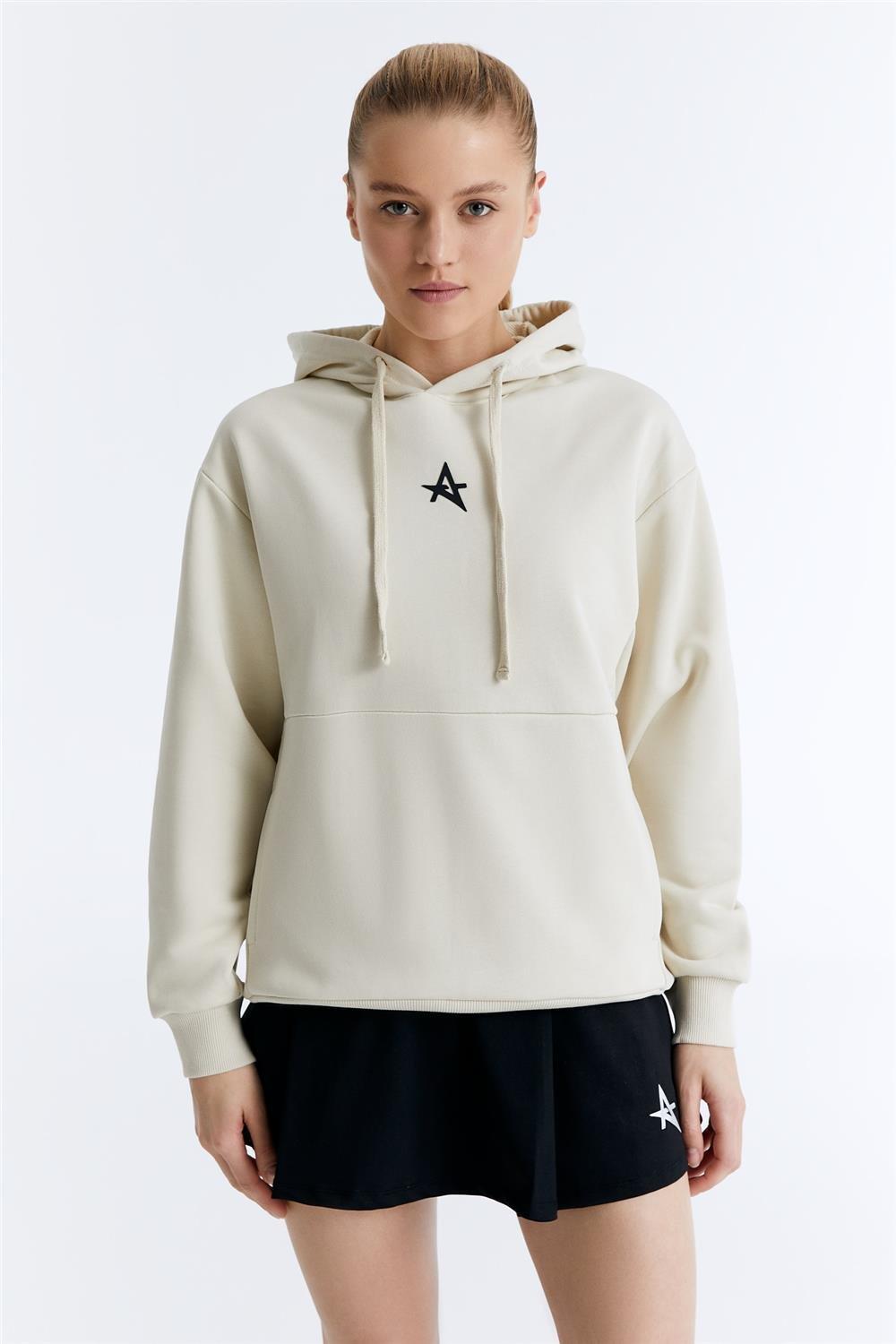 ED7749-08 Star Kadın Organik Pamuk Kapüşonlu Sweatshirt'ü Grimelanj