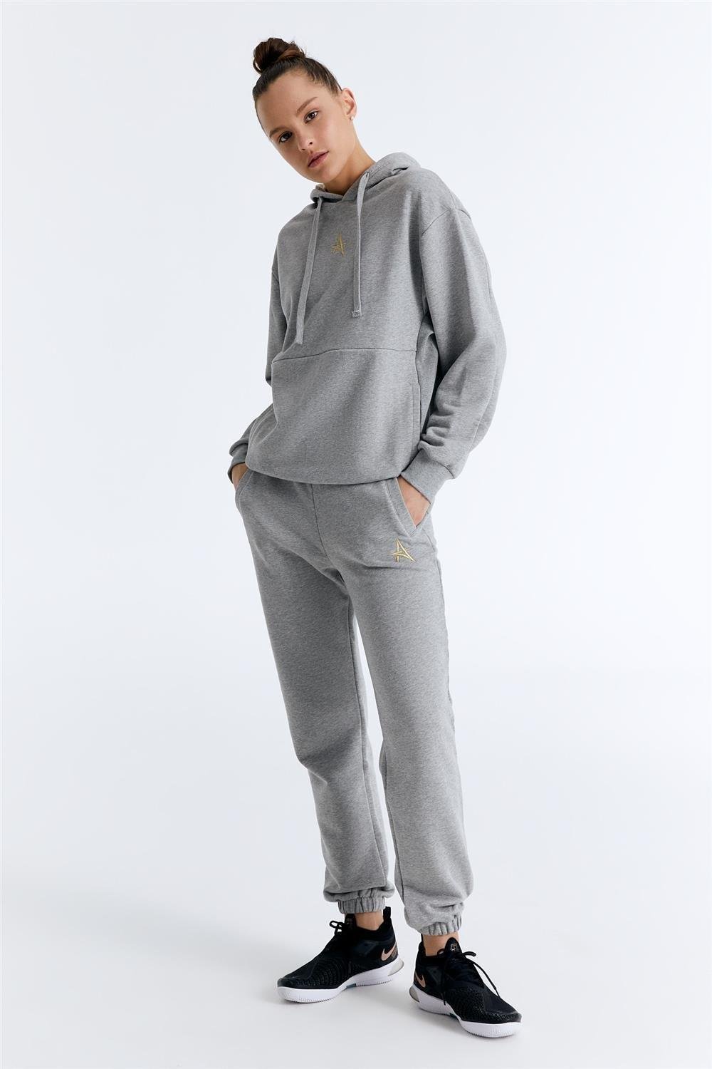 ED7749-08 Star Kadın Organik Pamuk Kapüşonlu Sweatshirt'ü Grimelanj