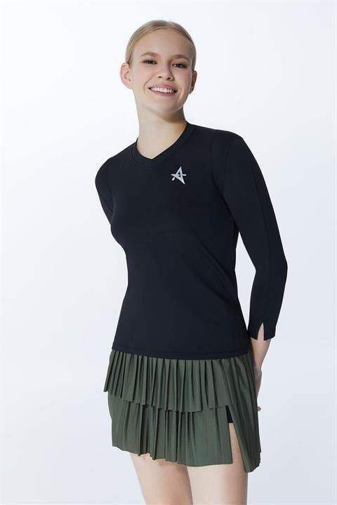ED7755 Elena Dry-touch V-Yaka Uzun Kollu Kadın Tenis , Koşu Üstü