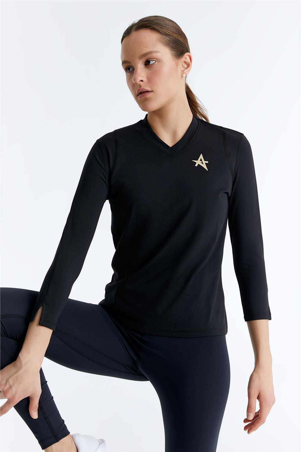 ED7755 Elena Dry-touch V-Yaka Uzun Kollu Kadın Tenis , Koşu Üstü