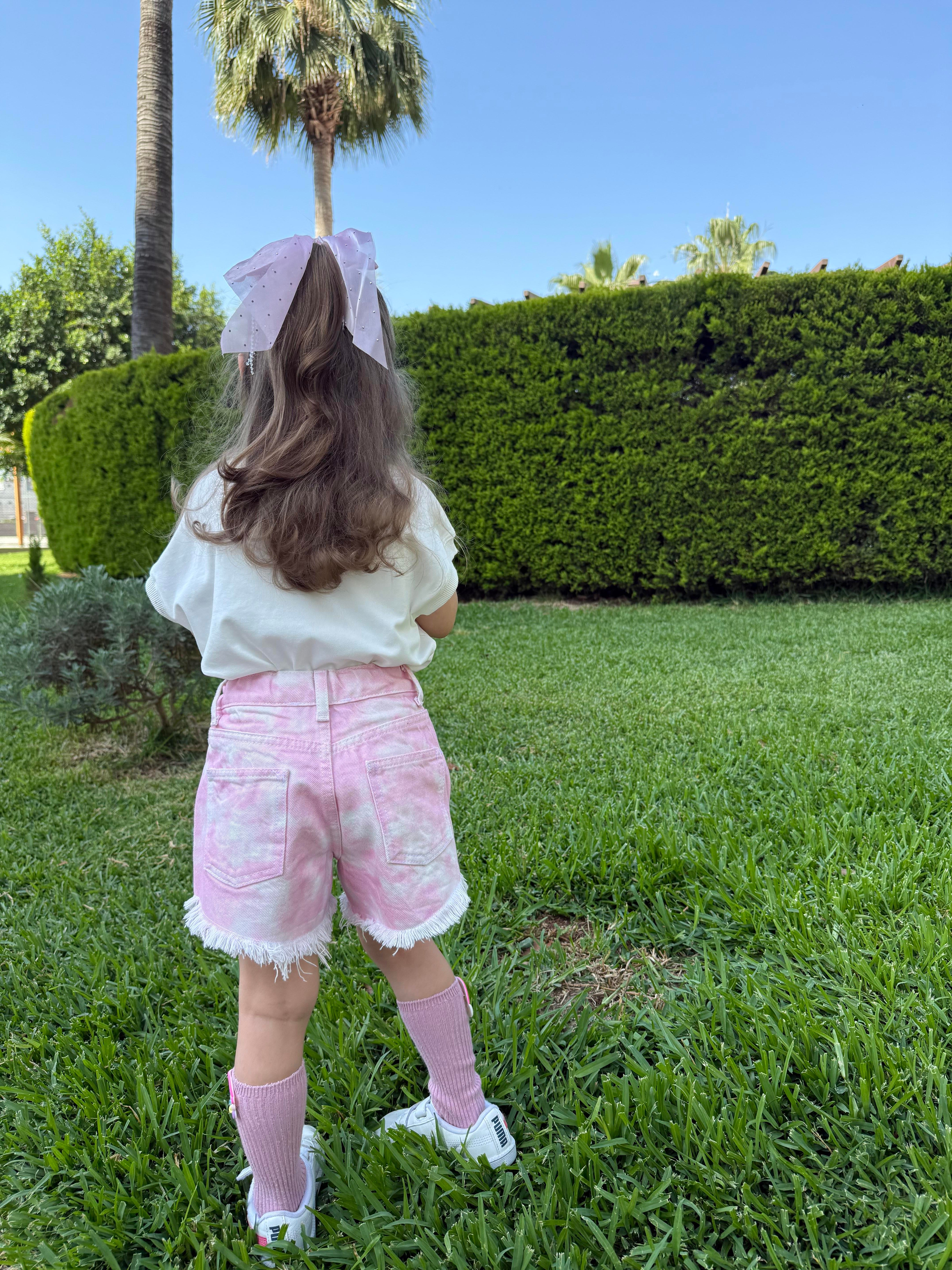 10014 Kids Pembe Baskılı Kız Çocuk Takım 4-8 Yaş