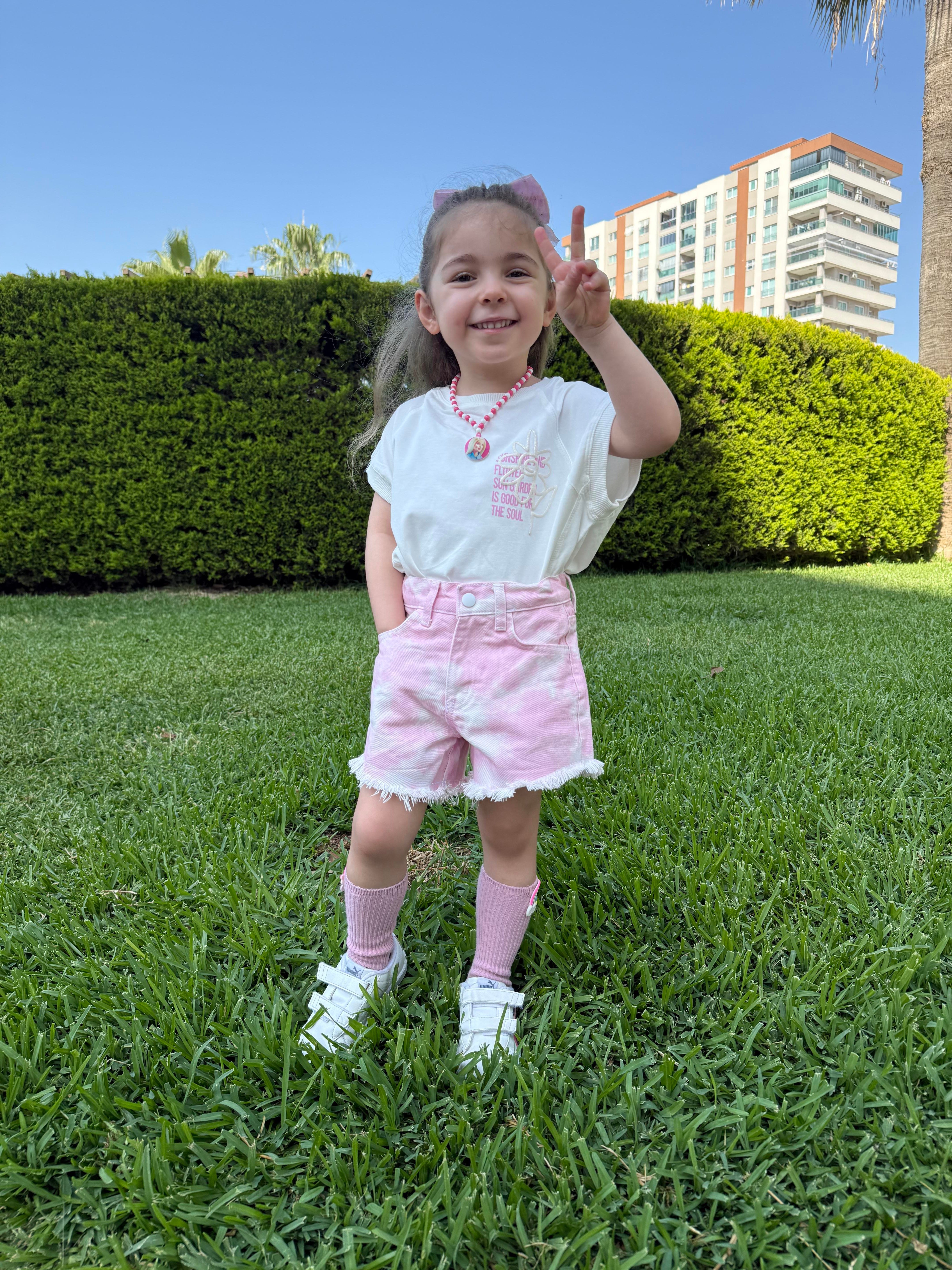 10014 Kids Pembe Baskılı Kız Çocuk Takım 4-8 Yaş