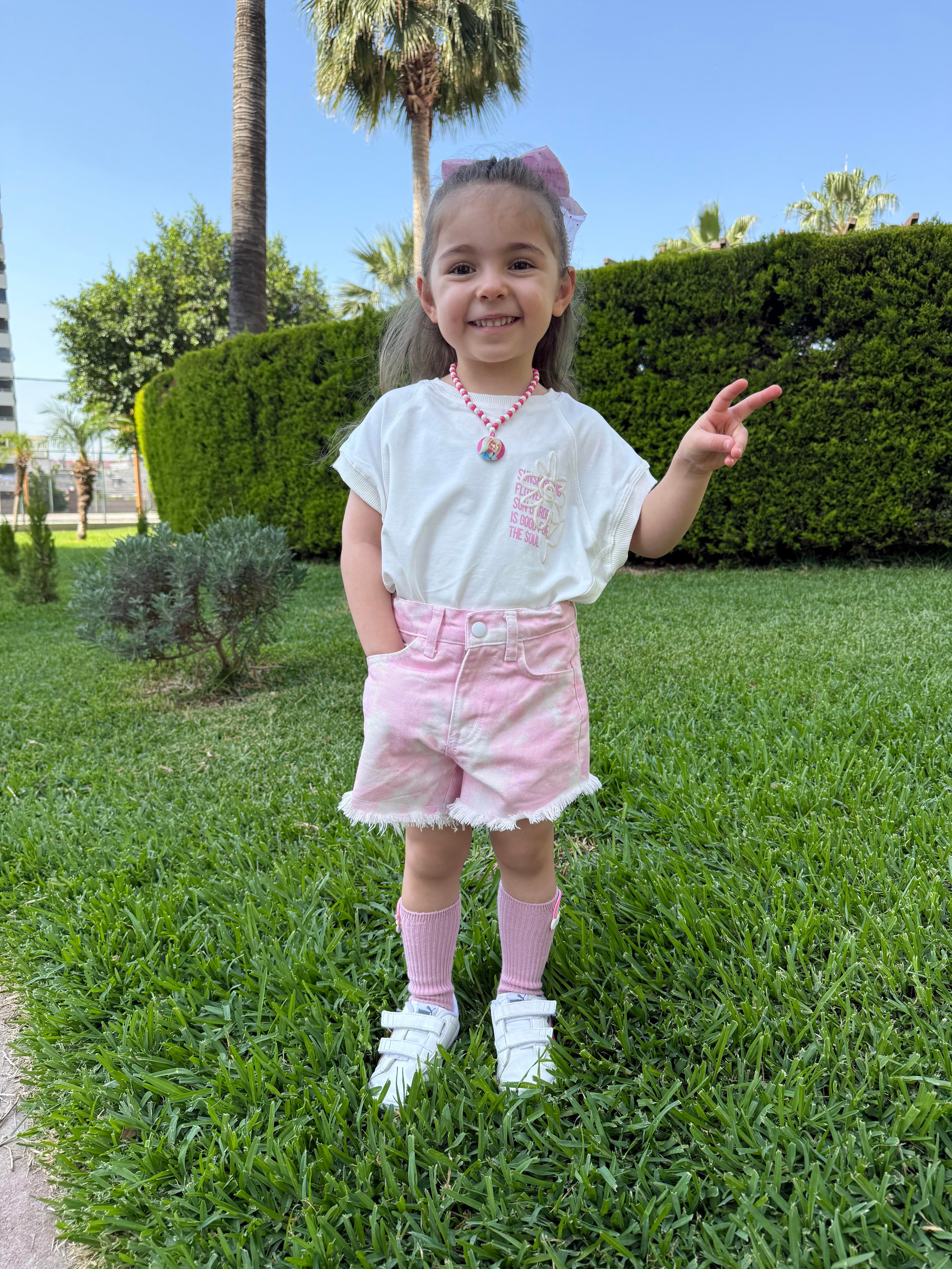 10014 Kids Pembe Baskılı Kız Çocuk Takım 4-8 Yaş