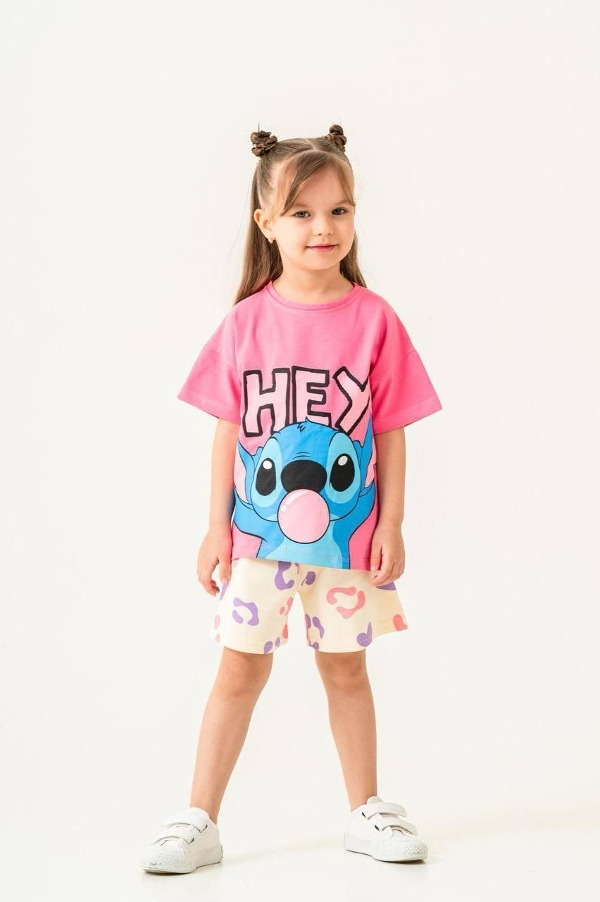 10016 Kids Stitch Baskılı Kız Takım 3-4/9-10 Yaş