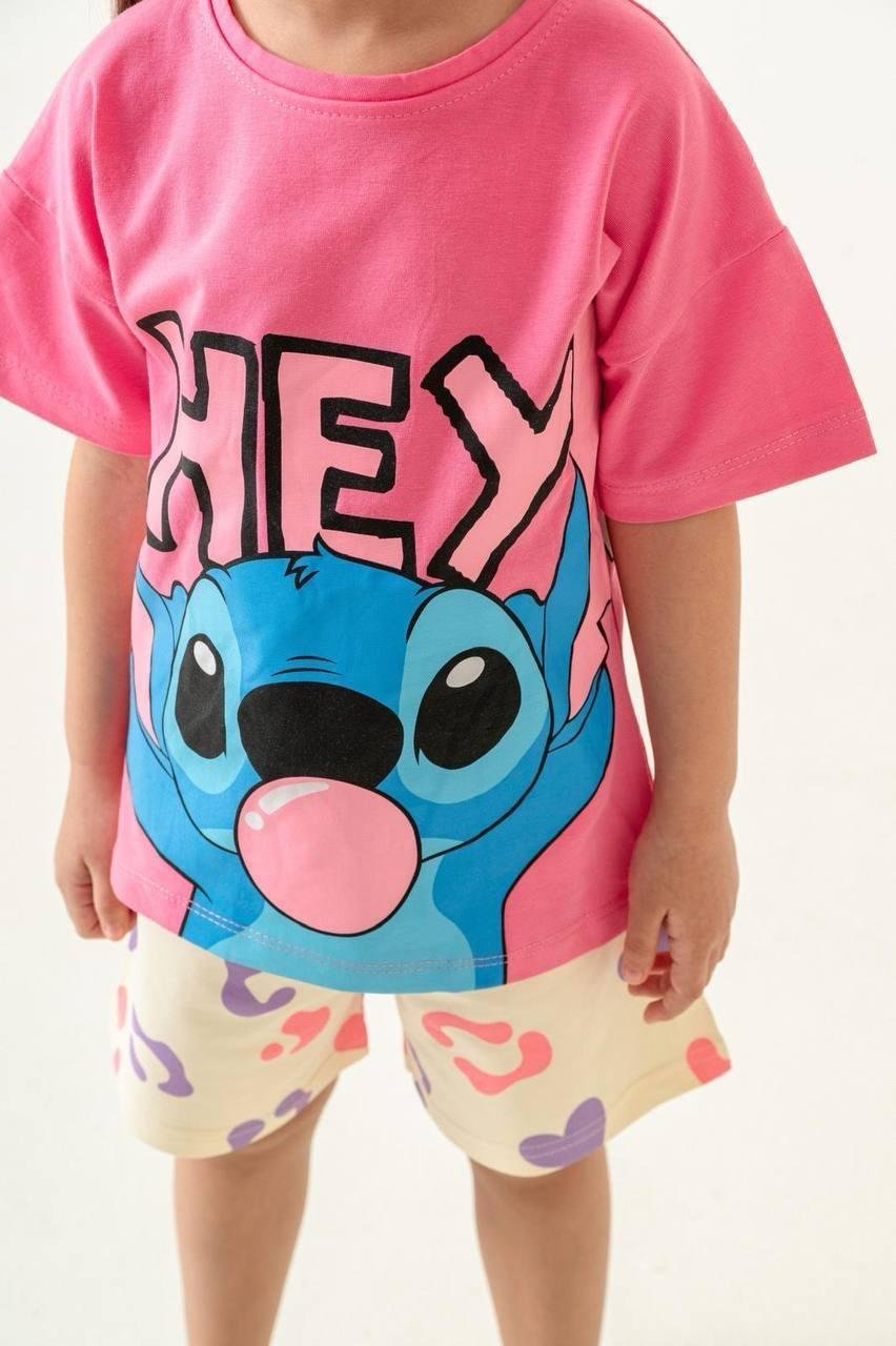 10016 Kids Stitch Baskılı Kız Takım 3-4/9-10 Yaş