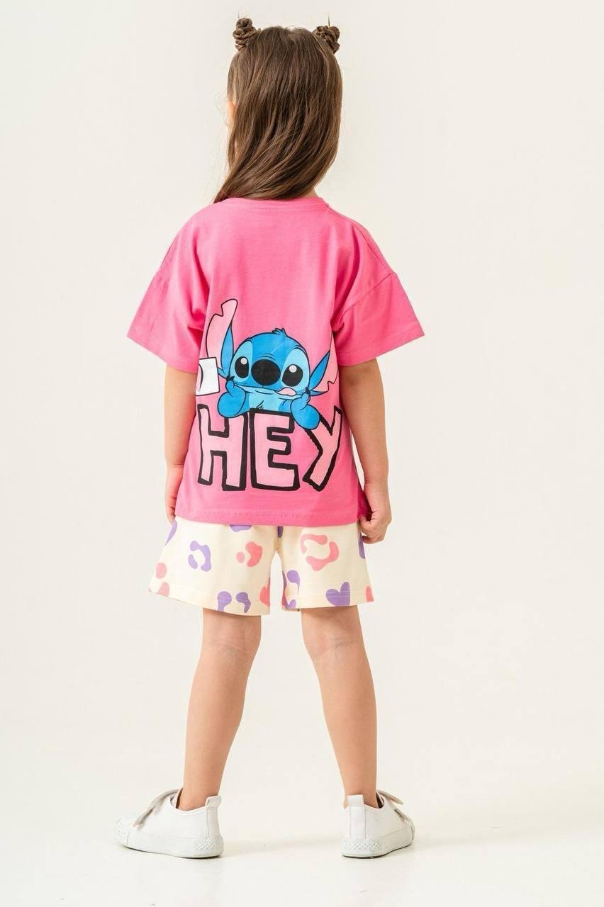 10016 Kids Stitch Baskılı Kız Takım 3-4/9-10 Yaş