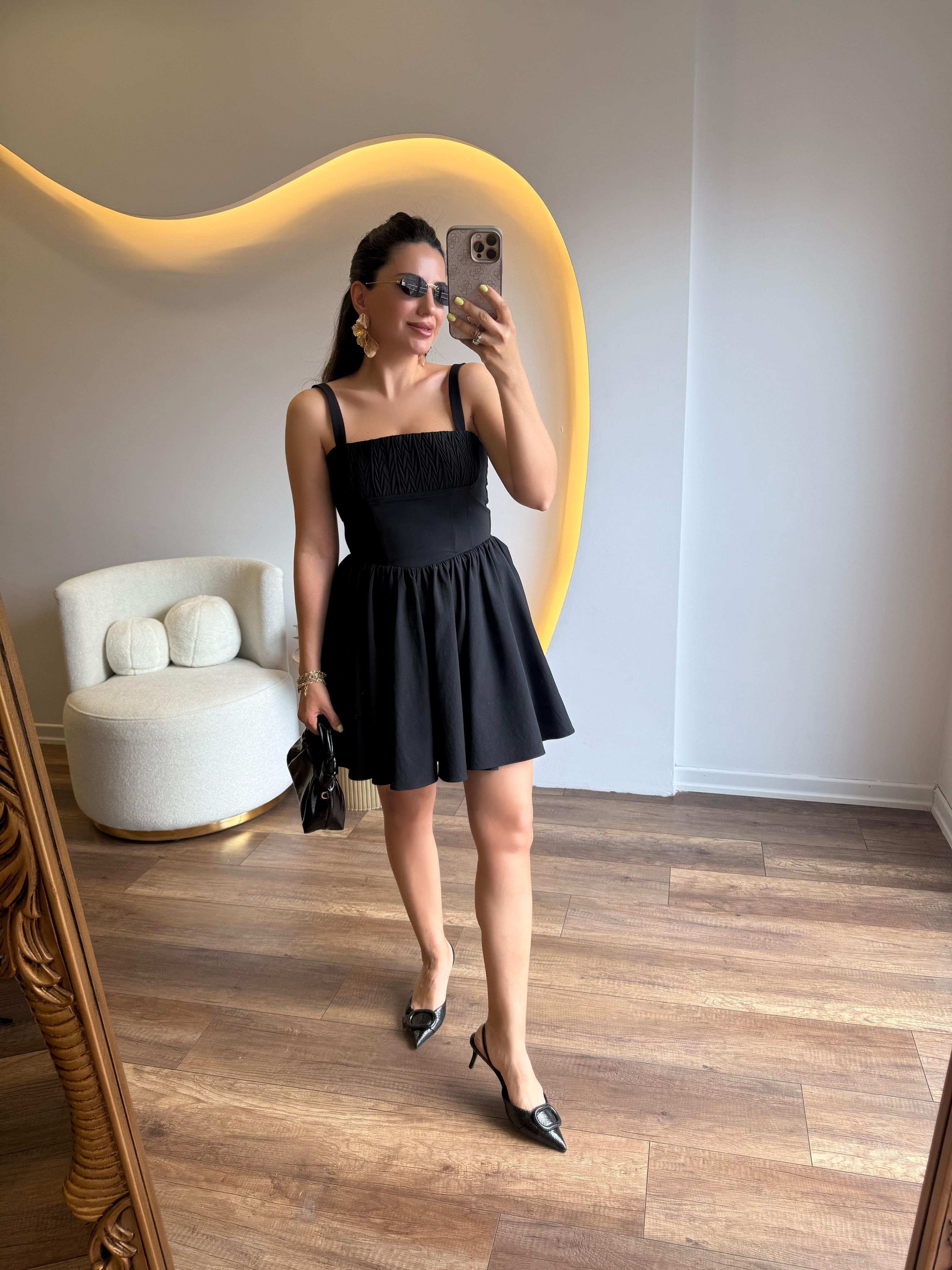 10060 Askılı Kısa Elbise
