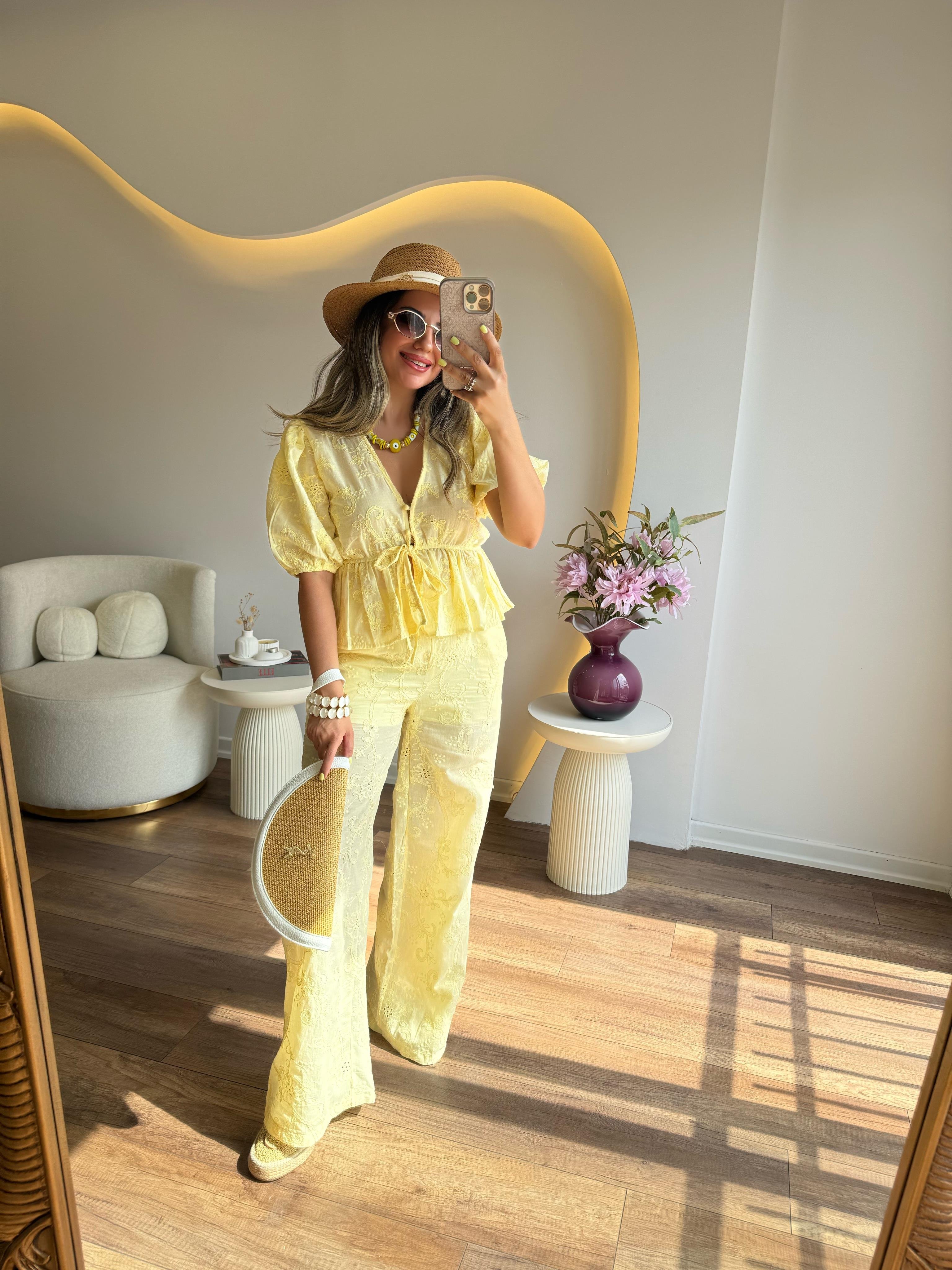 10119 Güpür Pantolon Bluz Takım