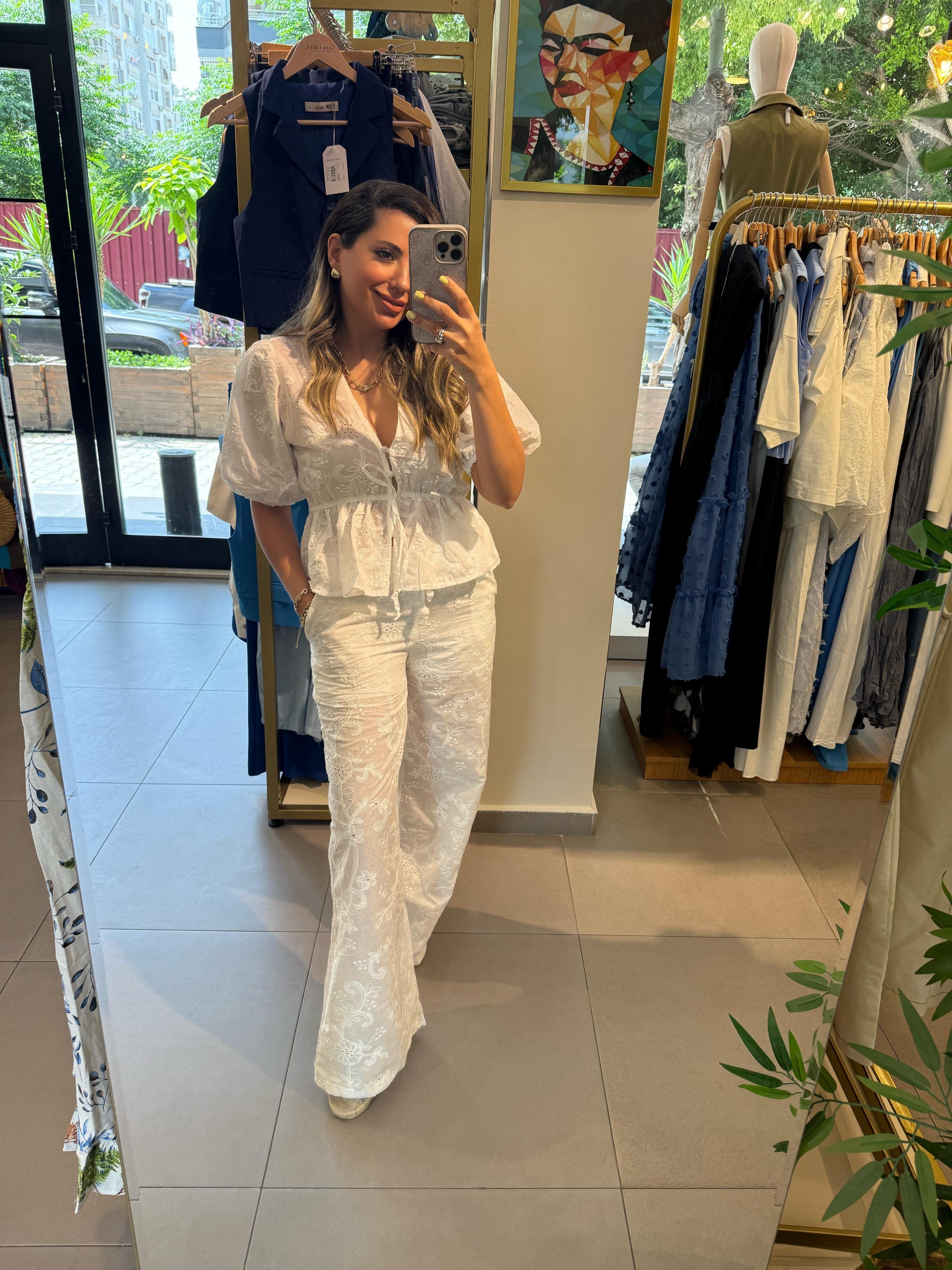 10119 Güpür Pantolon Bluz Takım