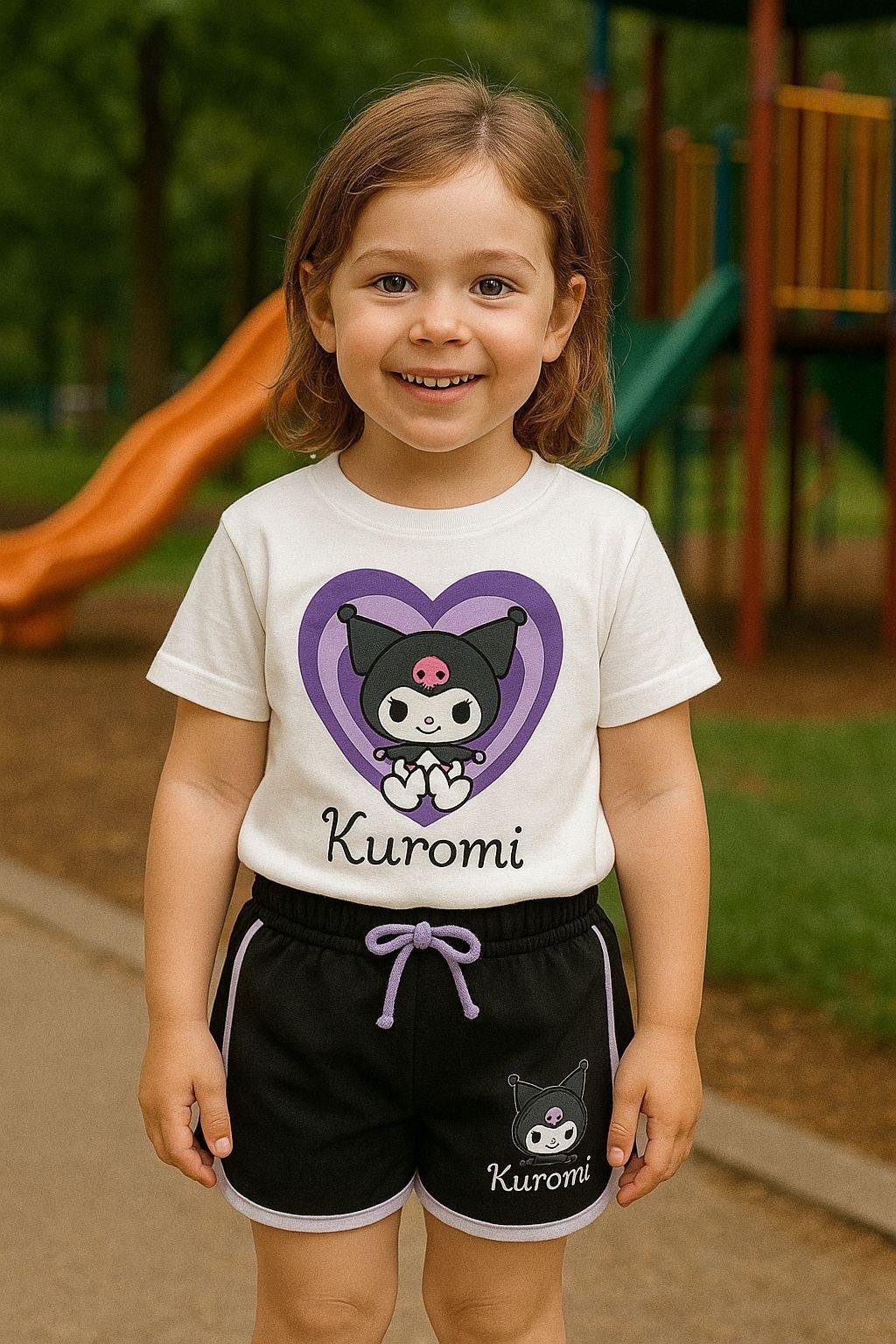 10189 Kids Kuromi Kalpli Şort Takım 3-4/9-10 Yaş