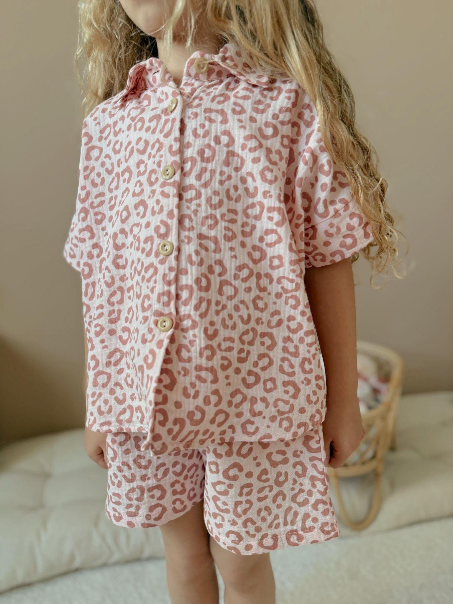 10200 Kids Leoparlı Müslin Kız Takım 3-4/9-10 Yaş