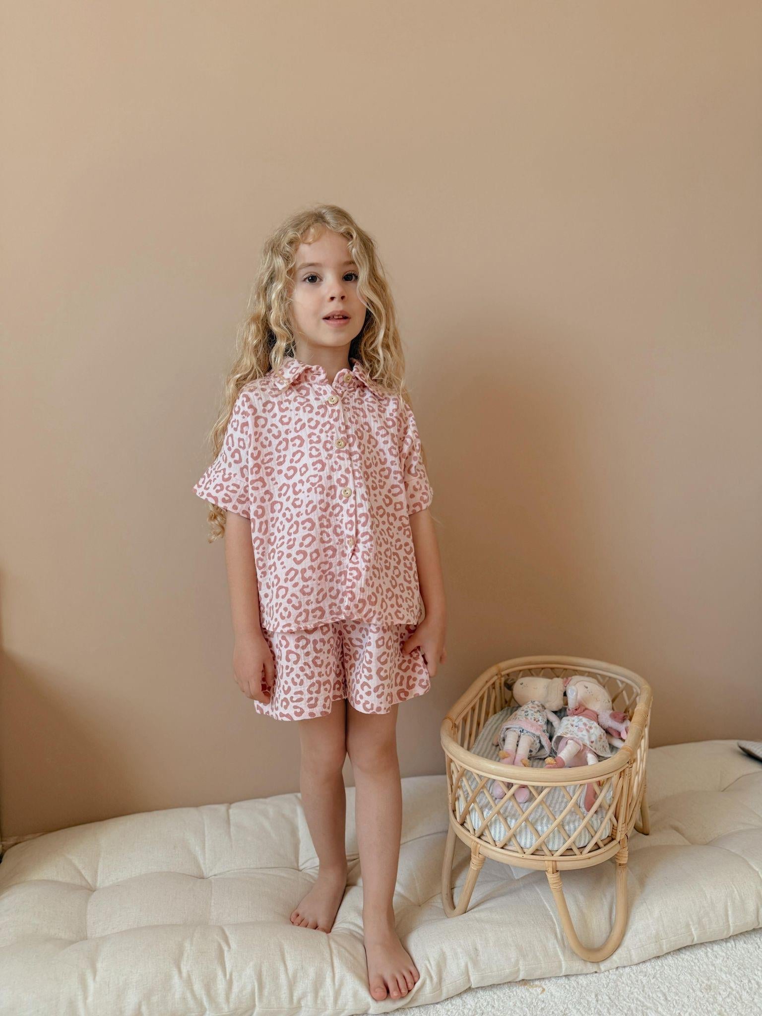 10200 Kids Leoparlı Müslin Kız Takım 3-4/9-10 Yaş